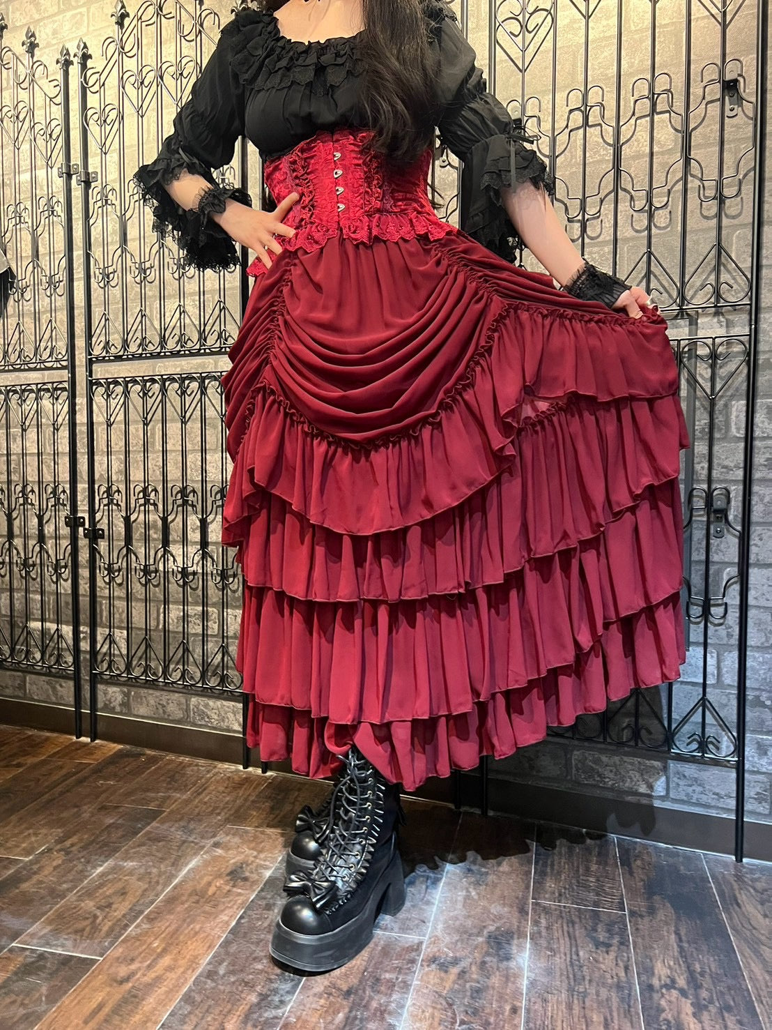 【ATELIER PIERROT】　★Now accepting reservations★Bustle skirt longWhite/Bordeaux/Purple/Black