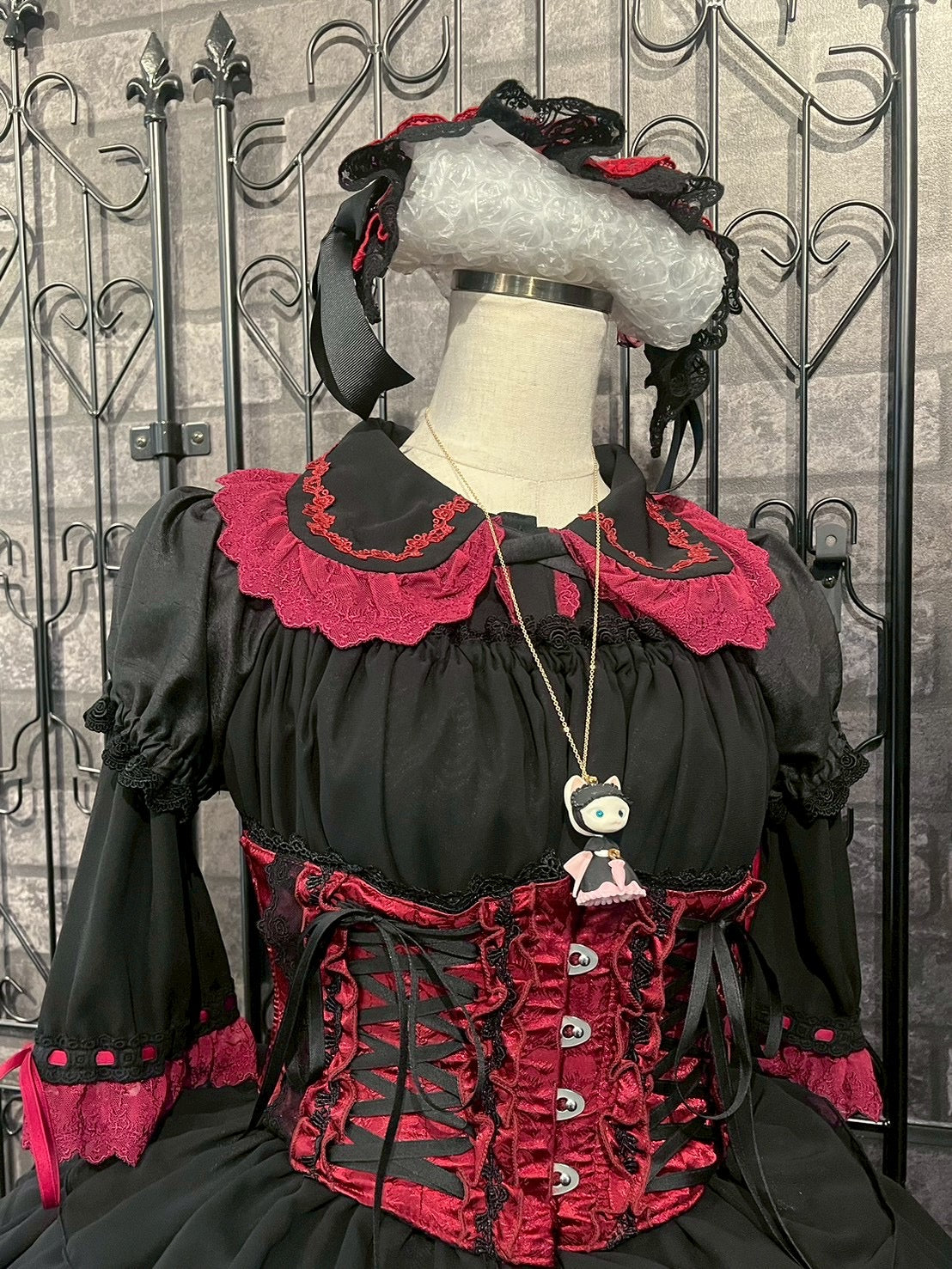[Colección Pina sweet] Vestido de gasa con volantes (hasta la pantorrilla/Black/Vino/White)