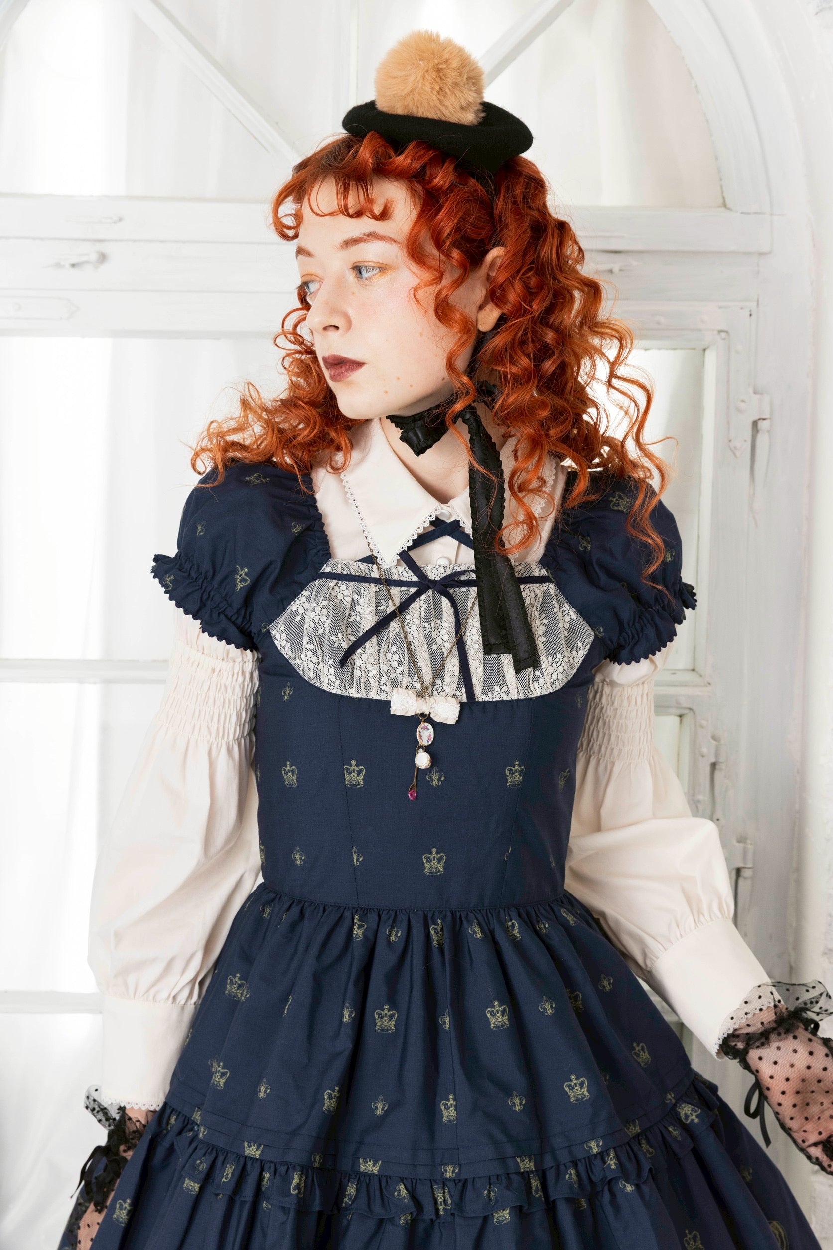 【Victorian maiden】ヴィクトリアンメイデン　ロイヤルベアティアードクロップドドレス　クリーム/ボルドー/ダークネイビー　　★受注期間受注期間 12月15日(月)まで★