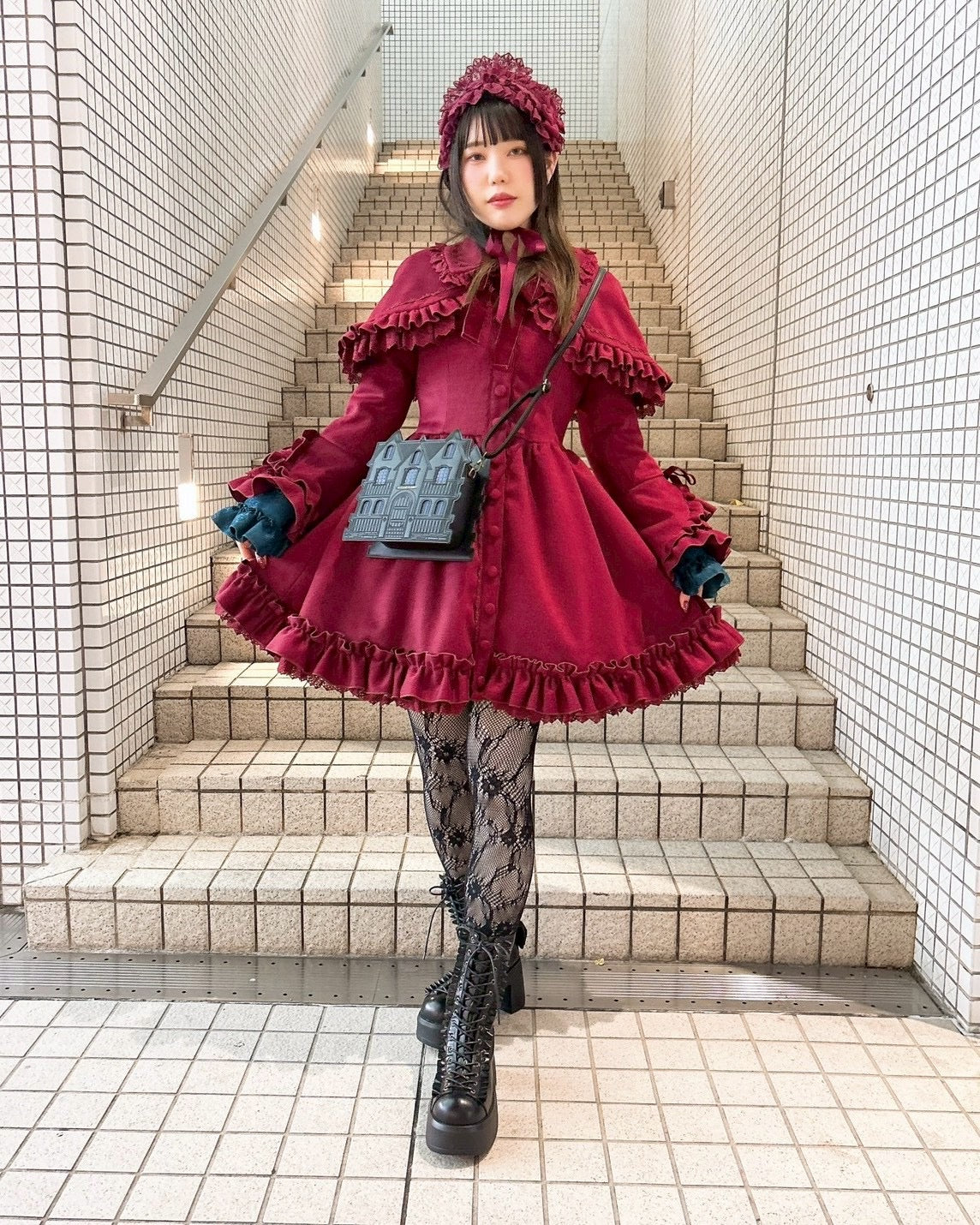 【ATELIER PIERROT】 Fleur d'Hiver Coat White/Bordeaux/Navy/Black★Released from late October to early November★