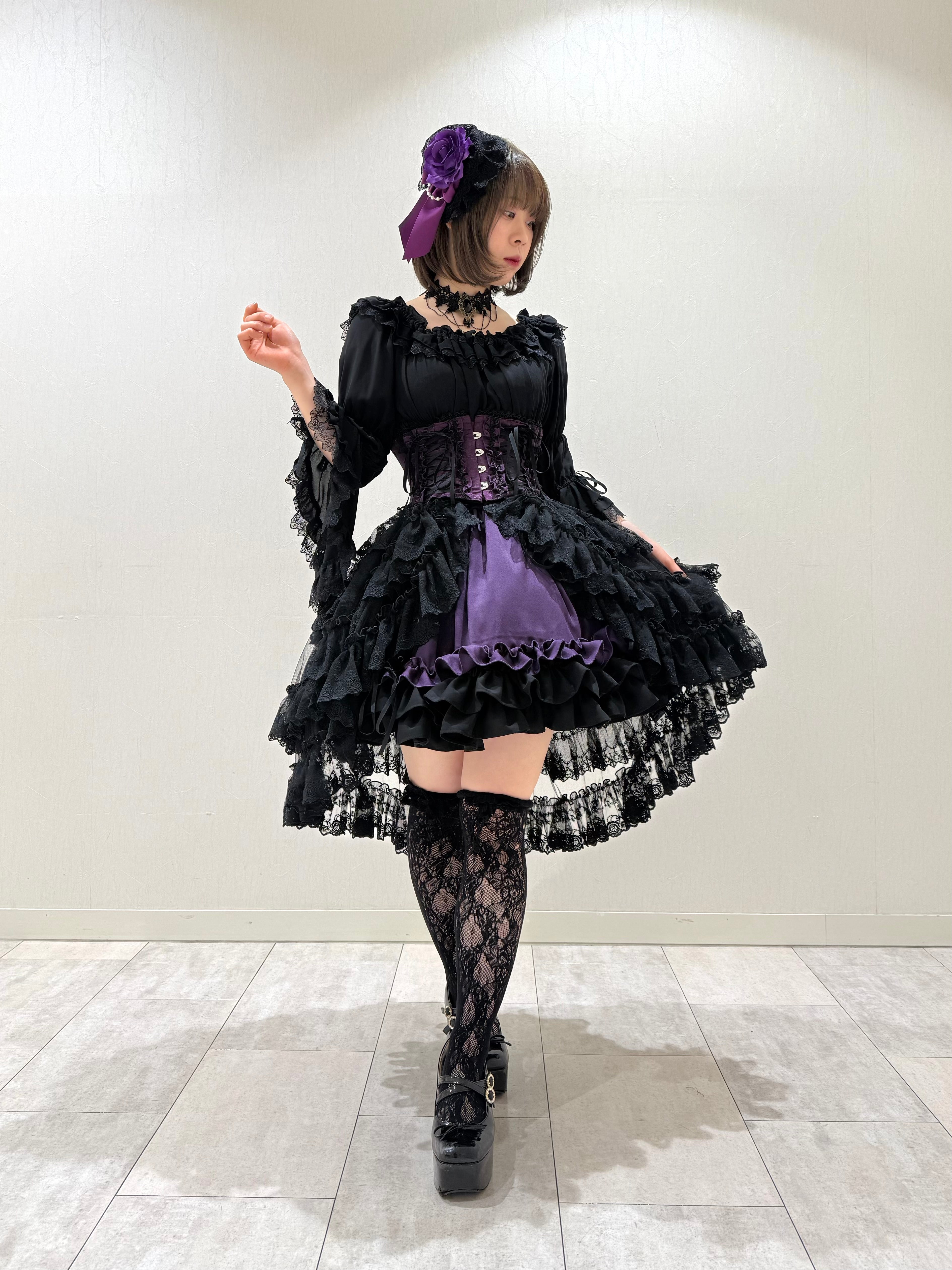 【Vallée lys】ヴァレリス　★ご予約受付中★ Mirage Veil Overskirt　ホワイト/ブラック