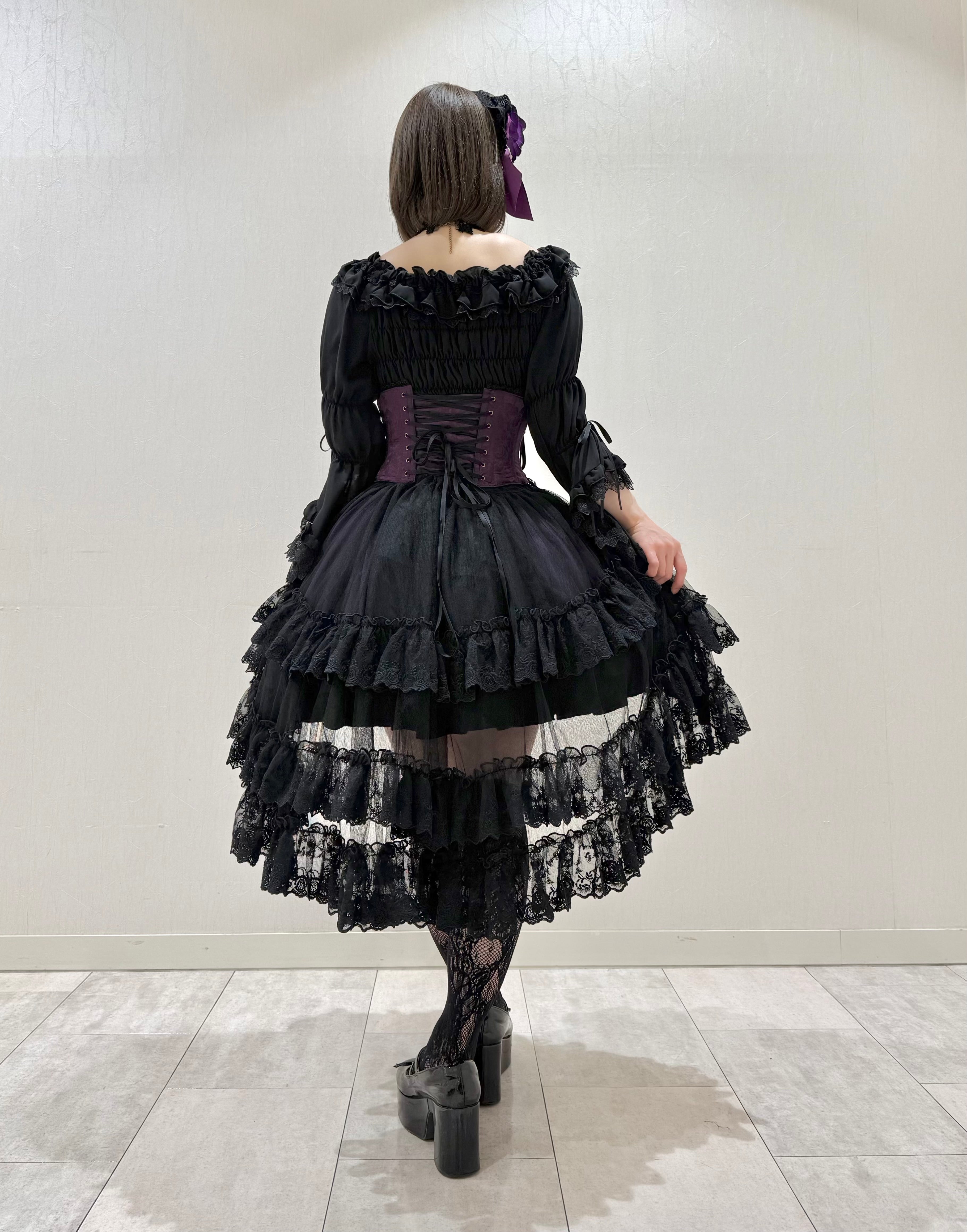 【Vallée lys】ヴァレリス　★ご予約受付中★ Mirage Veil Overskirt　ホワイト/ブラック