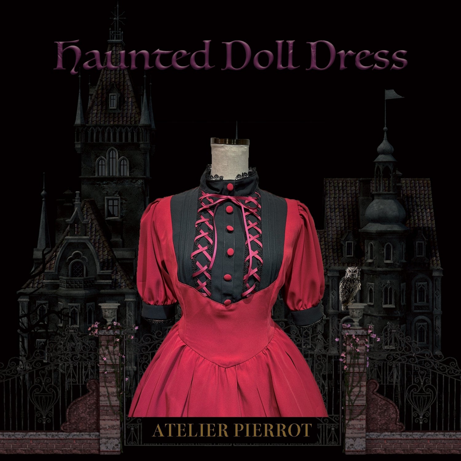 [Atelier Pierrot] Robe de poupée hantée Atelier Piero Grey X White / Bordeaux / Black / Black / White / Pink X Black