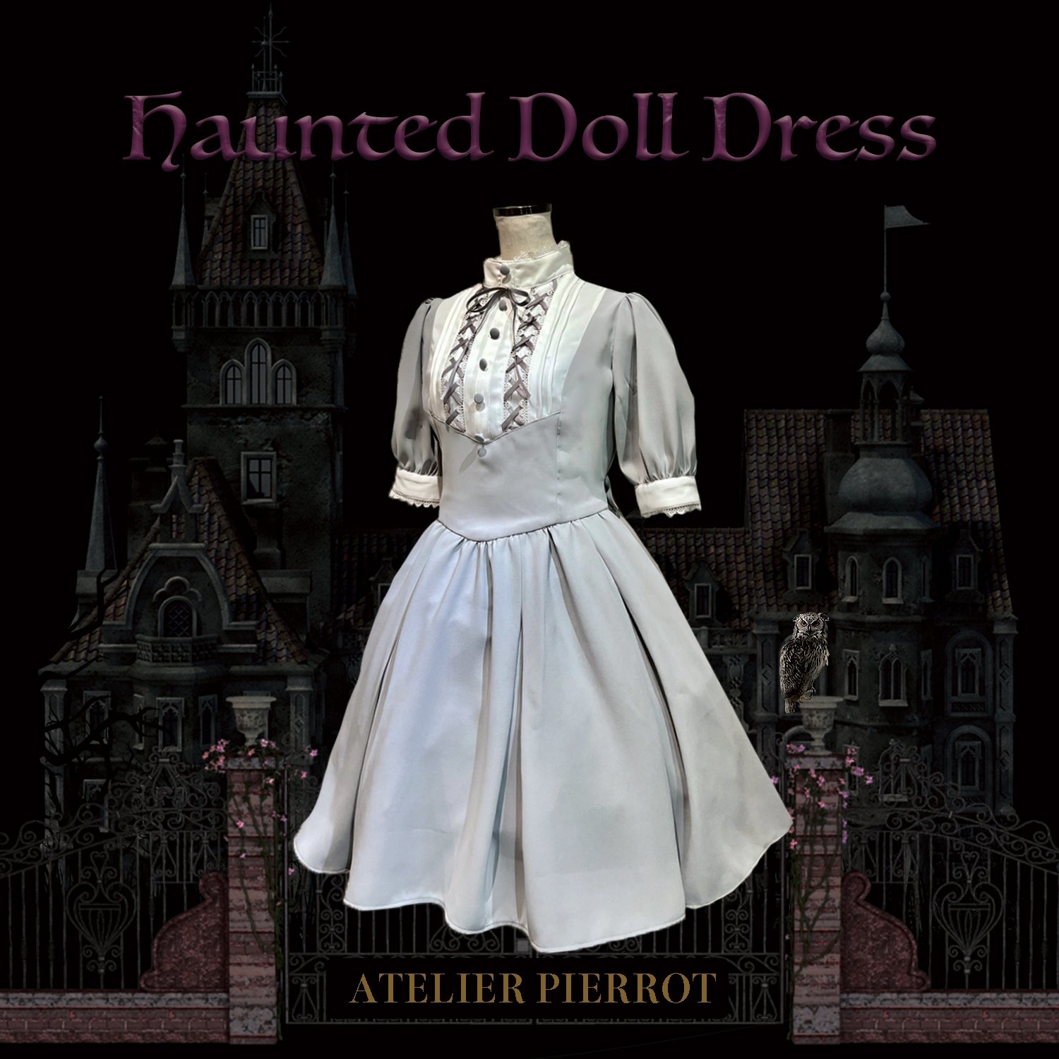 [Atelier Pierrot] Robe de poupée hantée Atelier Piero Grey X White / Bordeaux / Black / Black / White / Pink X Black