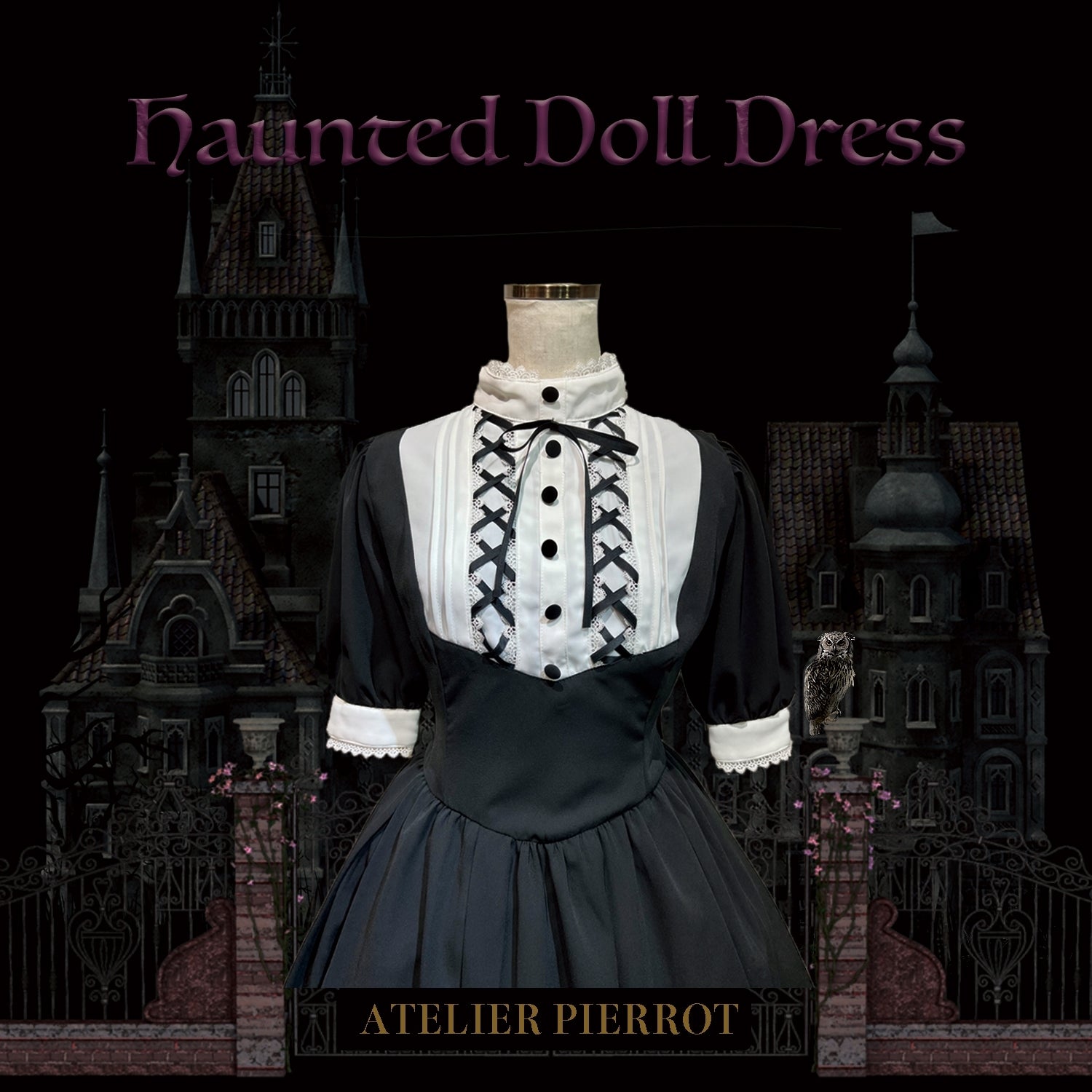 [Atelier Pierrot] Robe de poupée hantée Atelier Piero Grey X White / Bordeaux / Black / Black / White / Pink X Black