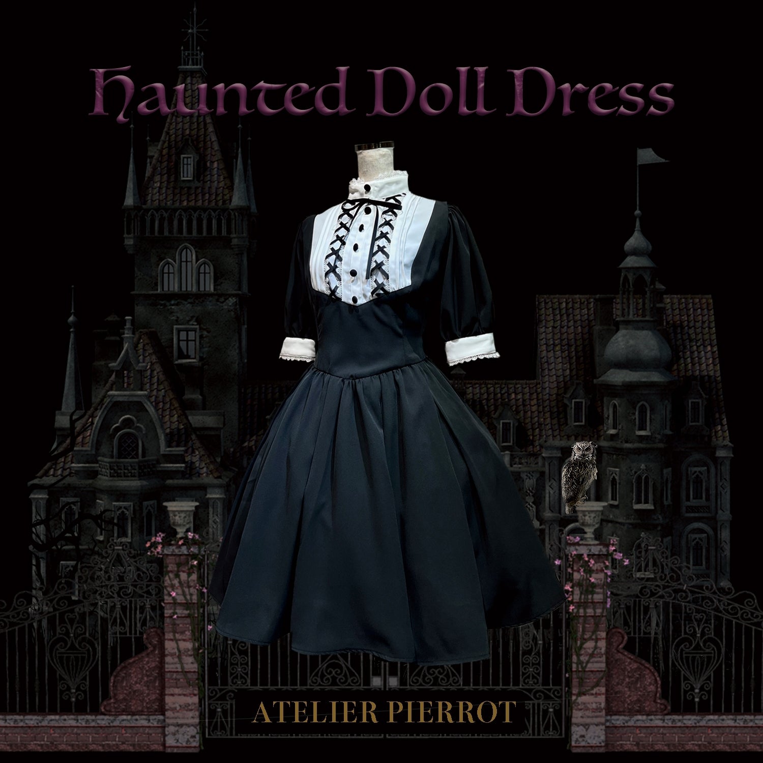 [Atelier Pierrot] Robe de poupée hantée Atelier Piero Grey X White / Bordeaux / Black / Black / White / Pink X Black