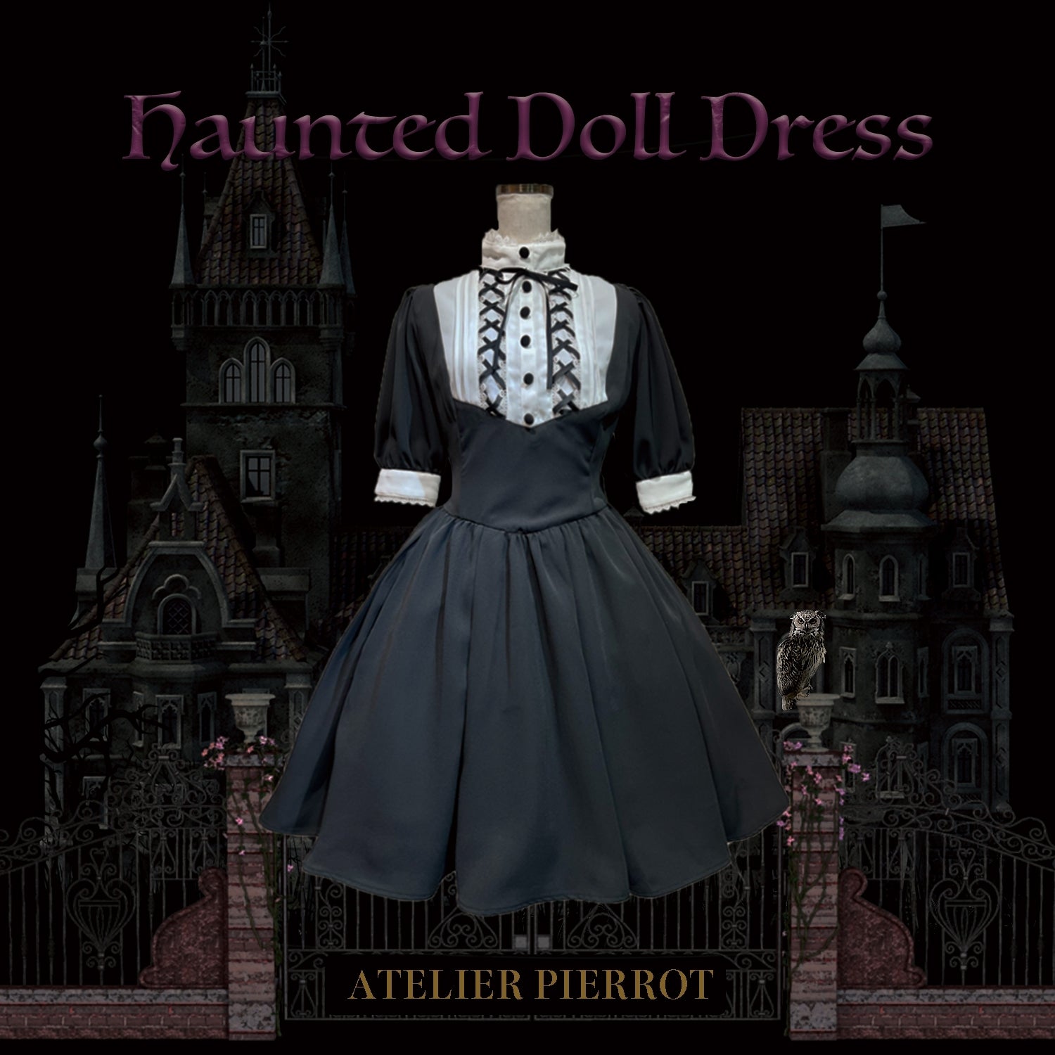 [Atelier Pierrot] Robe de poupée hantée Atelier Piero Grey X White / Bordeaux / Black / Black / White / Pink X Black