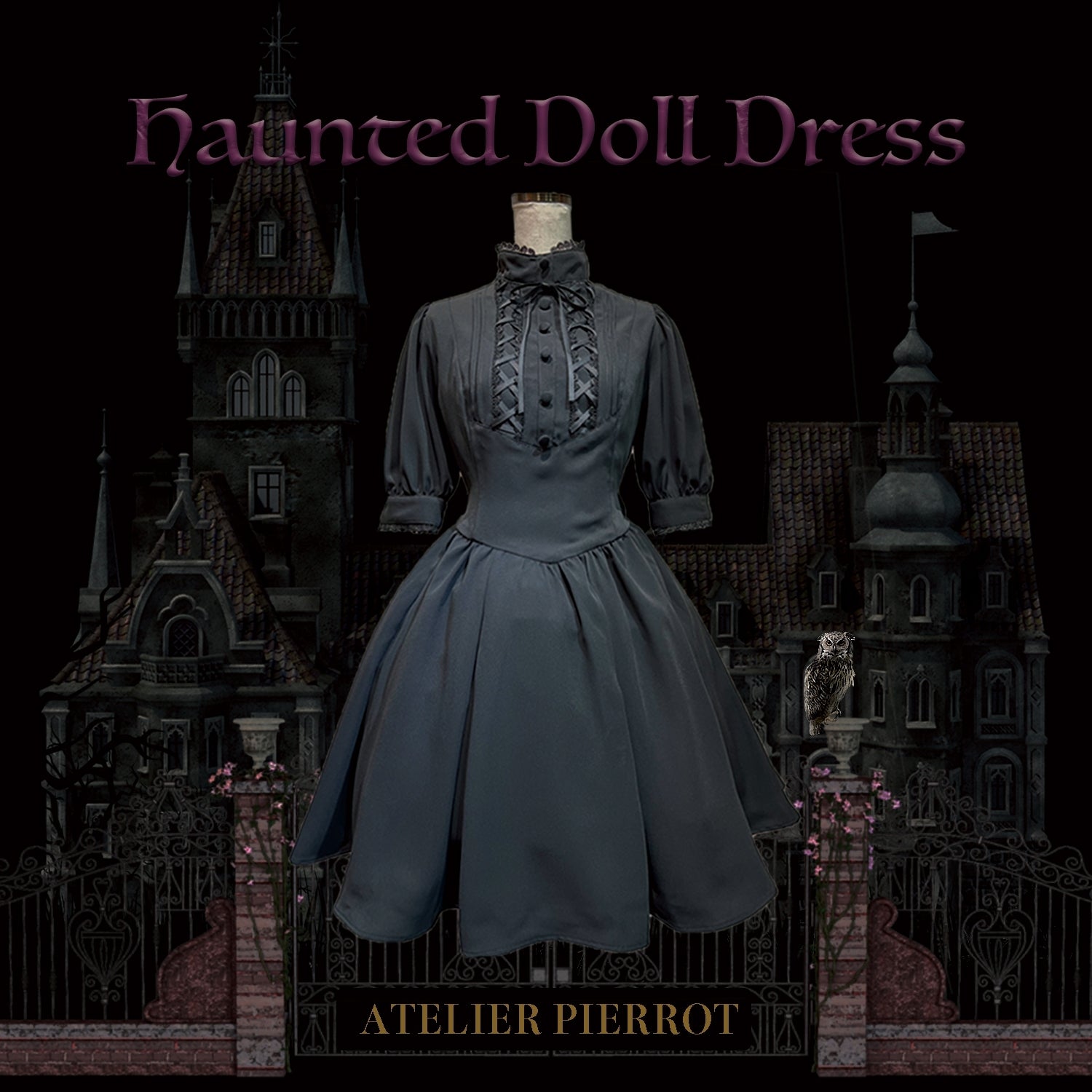 [Atelier Pierrot] Robe de poupée hantée Atelier Piero Grey X White / Bordeaux / Black / Black / White / Pink X Black