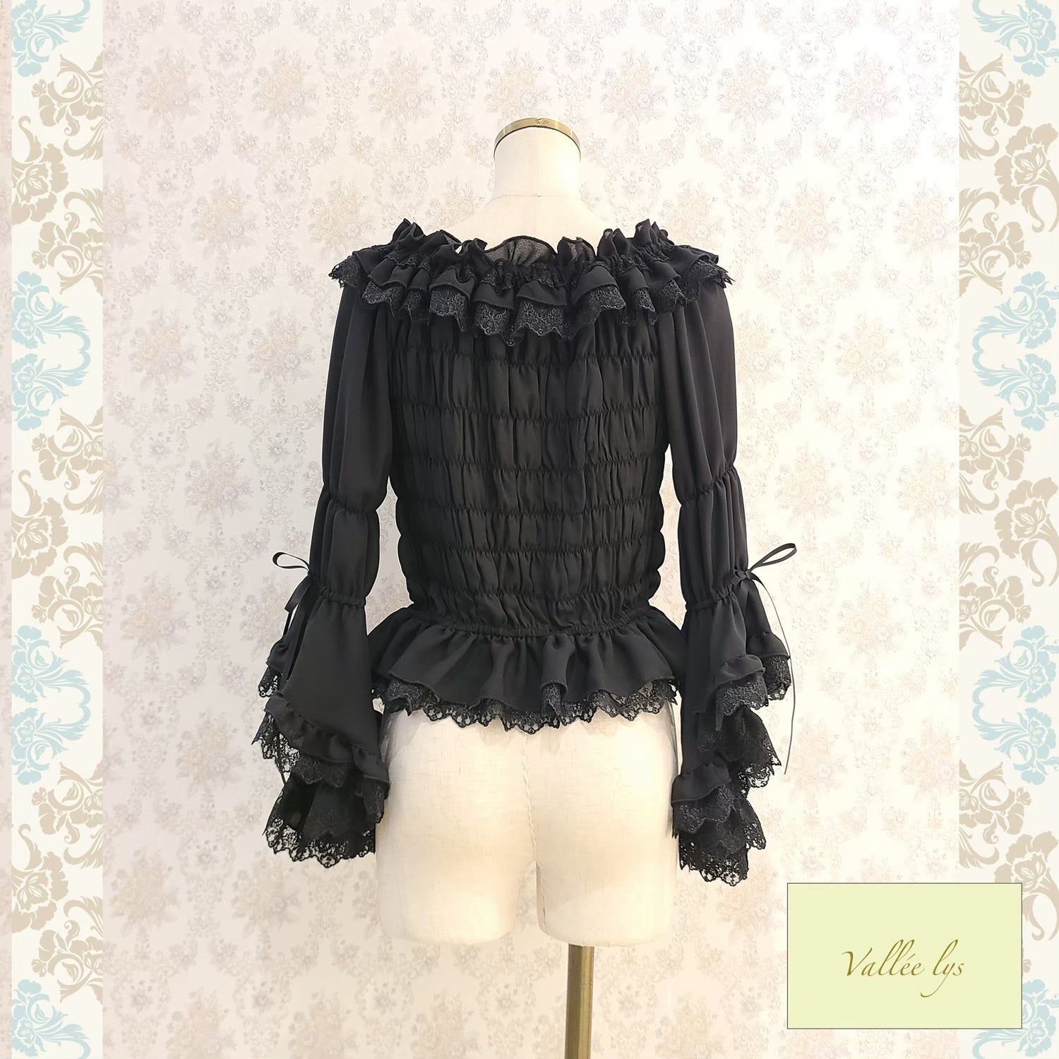 【Vallée lys】ヴァレリス　 Blossom Breeze Blouse   white/Bordeaux/purple/Black