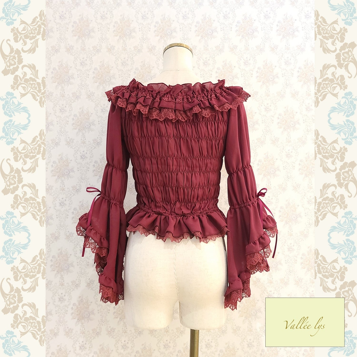 【Vallée lys】ヴァレリス　 Blossom Breeze Blouse   white/Bordeaux/purple/Black