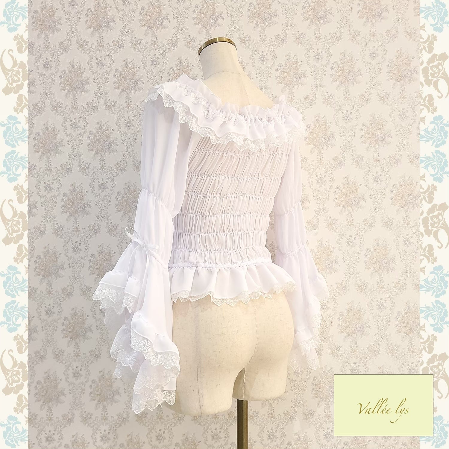 【Vallée lys】ヴァレリス　 Blossom Breeze Blouse   white/Bordeaux/purple/Black