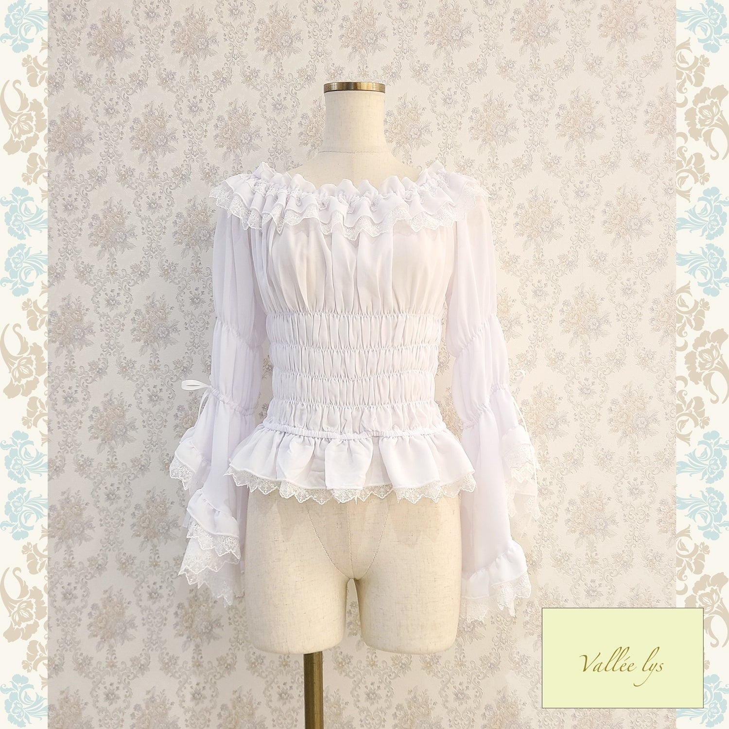 【Vallée lys】ヴァレリス　 Blossom Breeze Blouse   white/Bordeaux/purple/Black