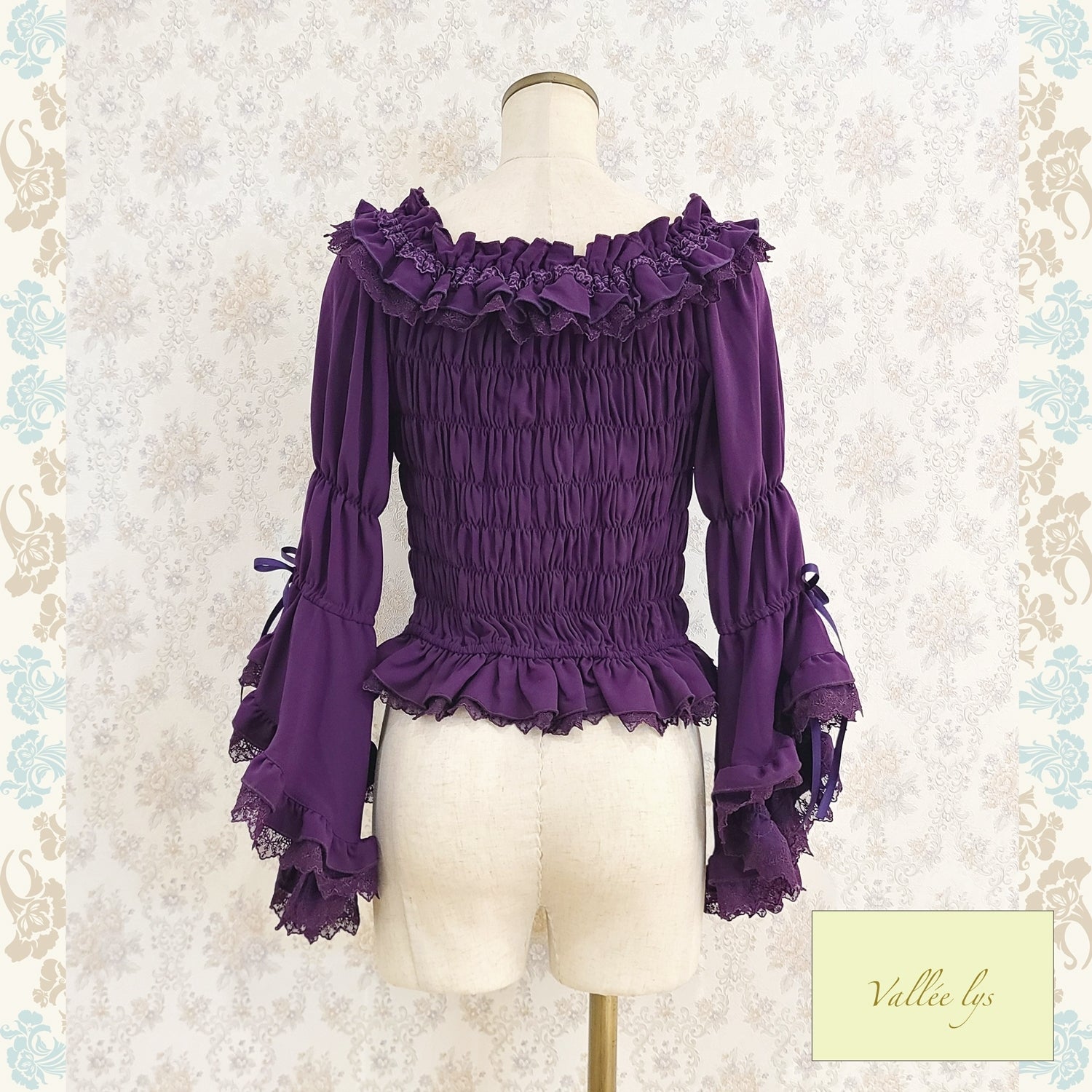 【Vallée lys】ヴァレリス　 Blossom Breeze Blouse   white/Bordeaux/purple/Black