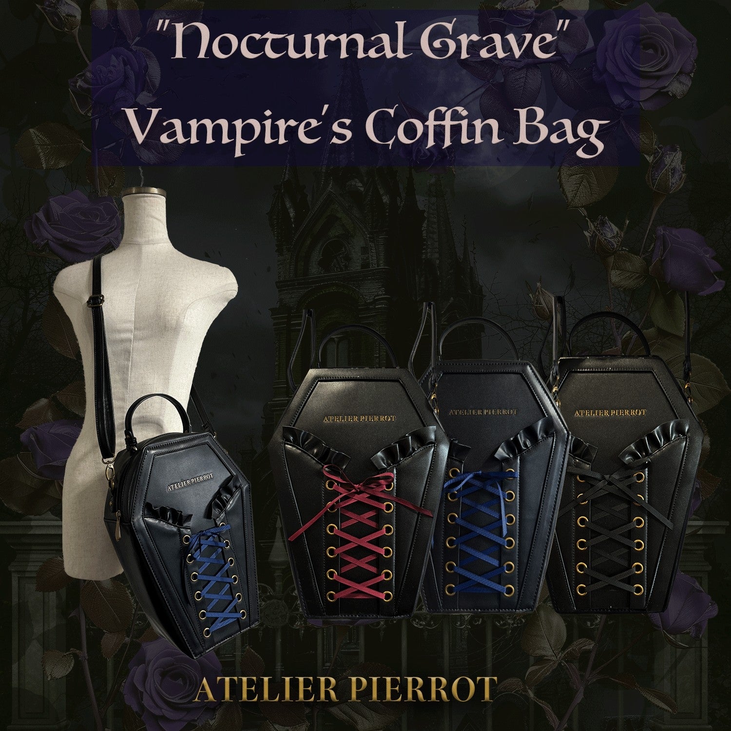 【ATELIER PIERROT】 “Nocturnal Grave”Vampire's Coffin Bag Bordeaux/Navy/Black ★2025年1月末~2月上旬予定★