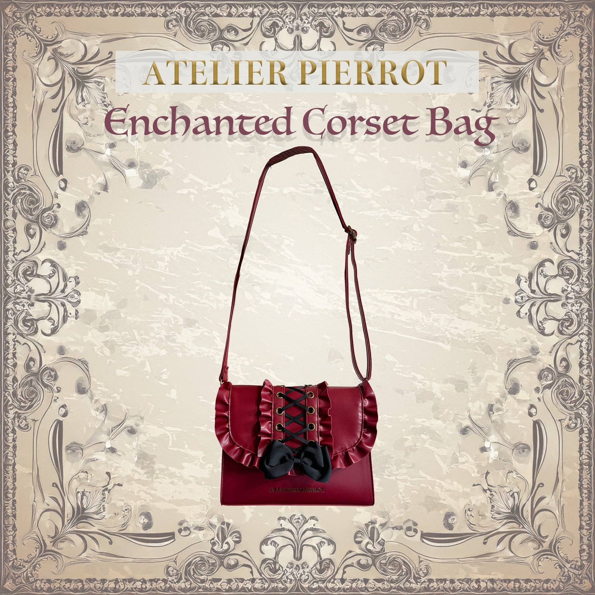 【ATELIER PIERROT】 Enchanted Corset Bag White/Bordeaux/Black ★2025年1月末~2月上旬予定★