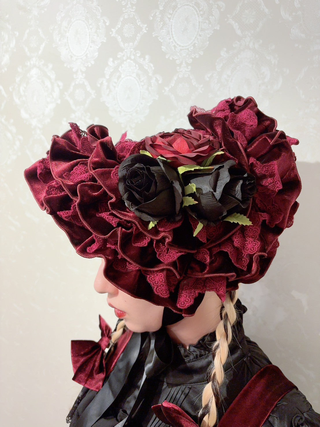 【ATELIER PIERROTAdenophora Grand Headdress Bordeaux/Navy/Black★9 월 초에서 9 월 중순에 출시되었습니다★