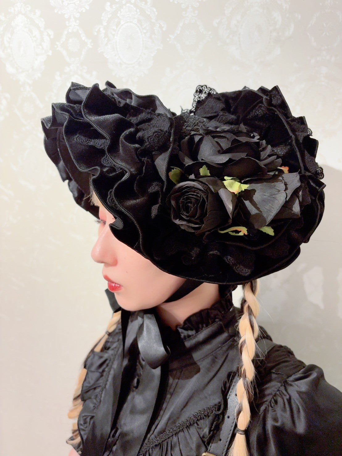 【ATELIER PIERROT】 Adenophora Grand Headress Bordeaux / Navy / Black★Libéré du début à la mi-septembre★