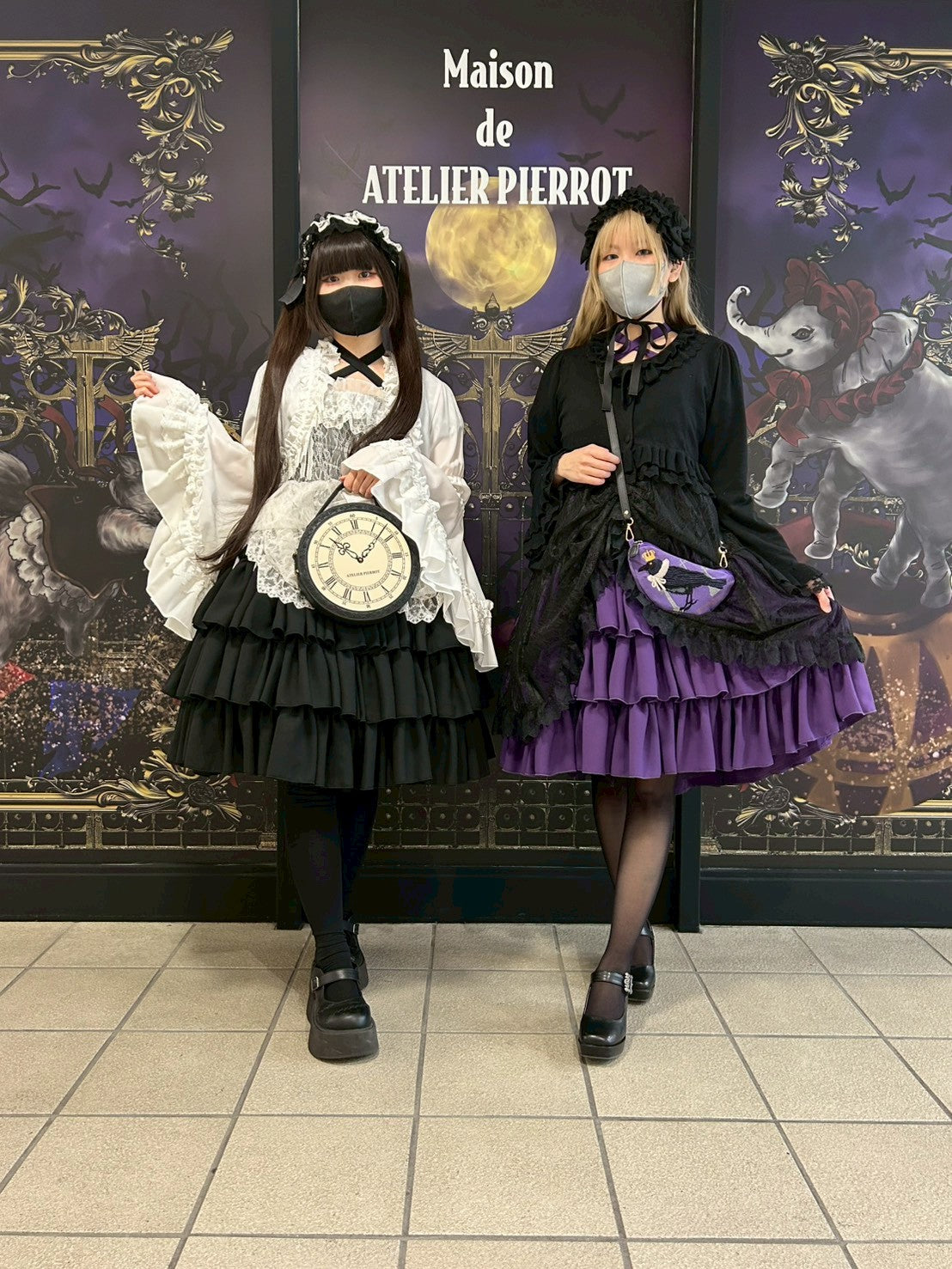 【Vallée lys】ヴァレリス　Mellow Melody Dress　新色ホワイト/ボルドー×ブラック/ネイビー×ブラック/新色パープル×ブラック/ブラック×ホワイト/ブラック