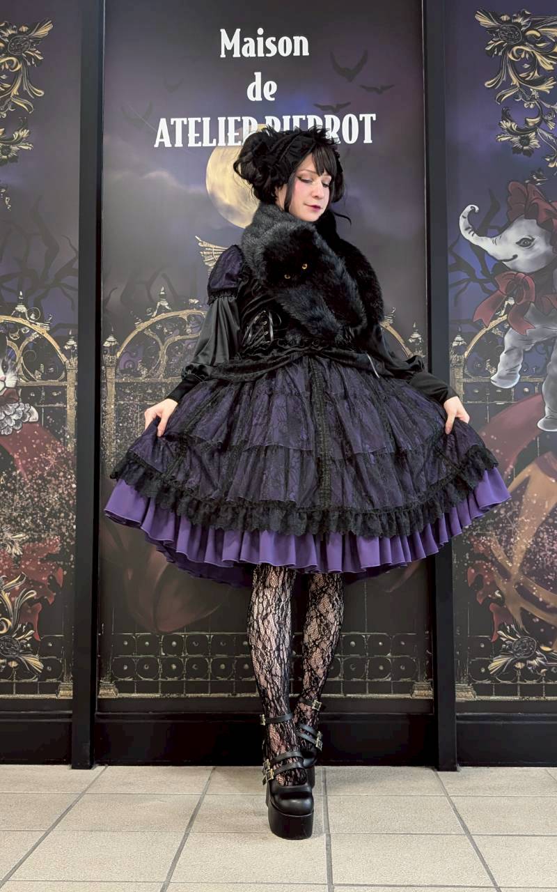 【Vallée lys】ヴァレリス　Mellow Melody Dress　新色ホワイト/ボルドー×ブラック/ネイビー×ブラック/新色パープル×ブラック/ブラック×ホワイト/ブラック