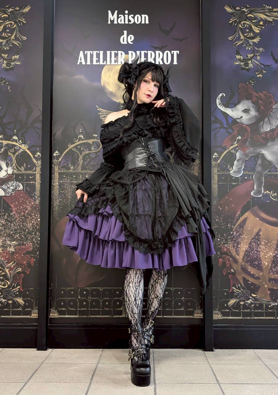 【Vallée lys】ヴァレリス　Mellow Melody Dress　新色ホワイト/ボルドー×ブラック/ネイビー×ブラック/新色パープル×ブラック/ブラック×ホワイト/ブラック