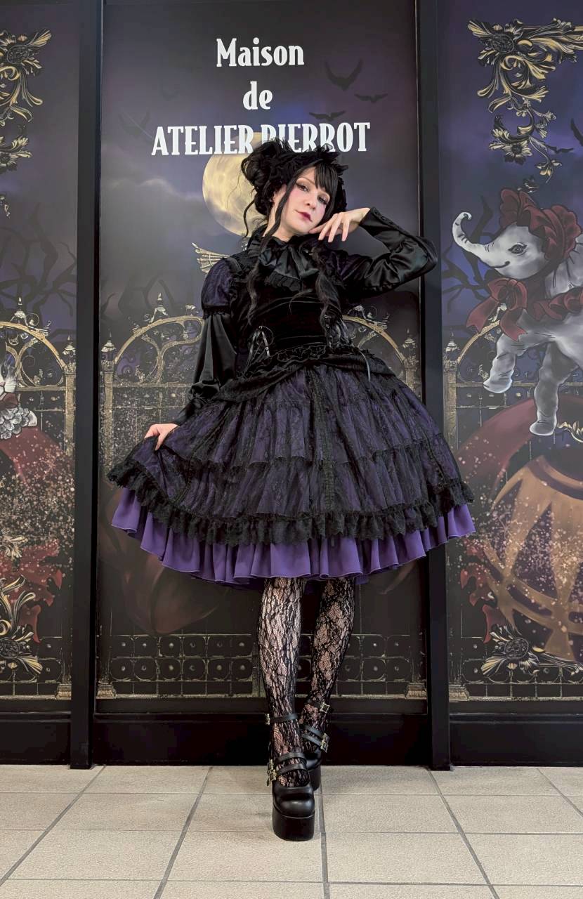 【Vallée lys】ヴァレリス　Mellow Melody Dress　新色ホワイト/ボルドー×ブラック/ネイビー×ブラック/新色パープル×ブラック/ブラック×ホワイト/ブラック