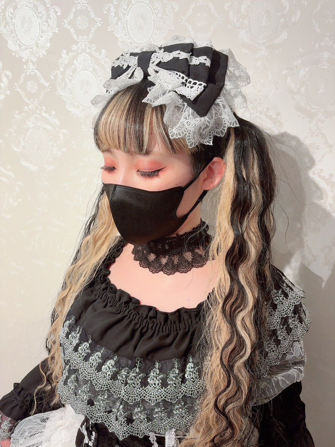 【Vallée lys】ヴァレリス　Mellow Melody Dress　新色ホワイト/ボルドー×ブラック/ネイビー×ブラック/新色パープル×ブラック/ブラック×ホワイト/ブラック