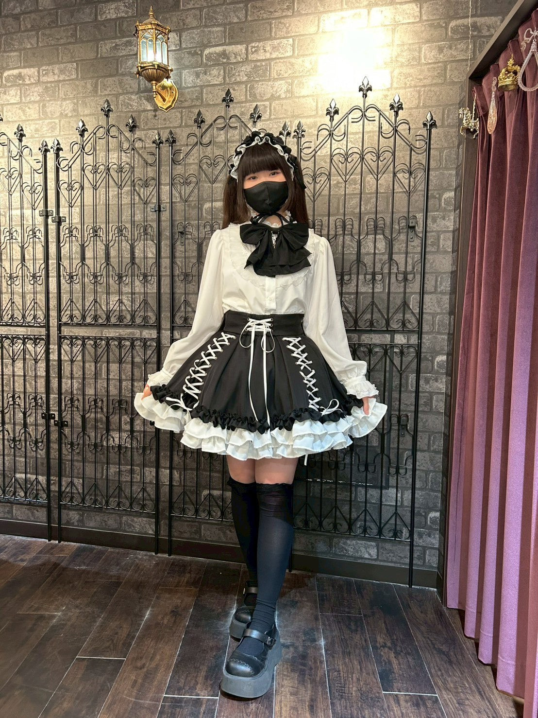 【ATELIER PIERROT] Jupe à lacets AdenophoraWhite/Nouvelle couleurBordeaux/Purple×Black/Nouvelle couleurNavy/Black×White/Black