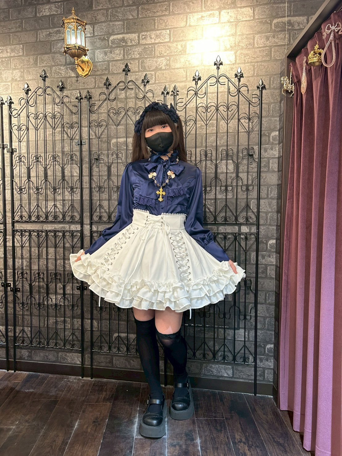 【ATELIER PIERROT] Jupe à lacets AdenophoraWhite/Nouvelle couleurBordeaux/Purple×Black/Nouvelle couleurNavy/Black×White/Black