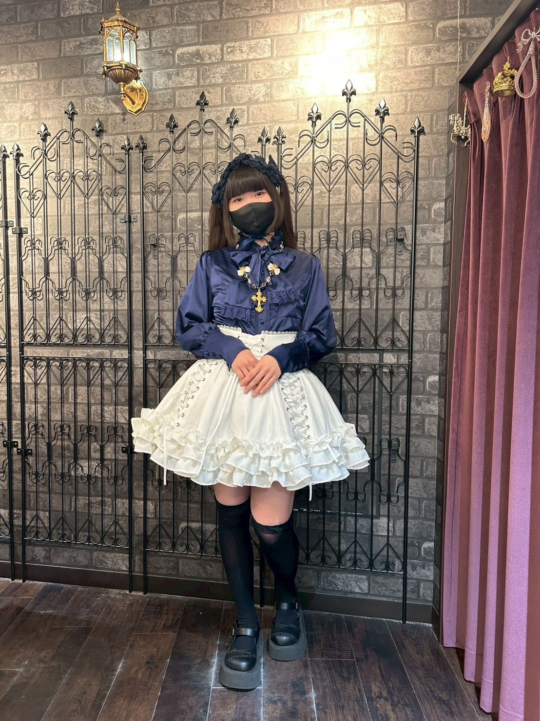 【ATELIER PIERROT] Jupe à lacets AdenophoraWhite/Nouvelle couleurBordeaux/Purple×Black/Nouvelle couleurNavy/Black×White/Black