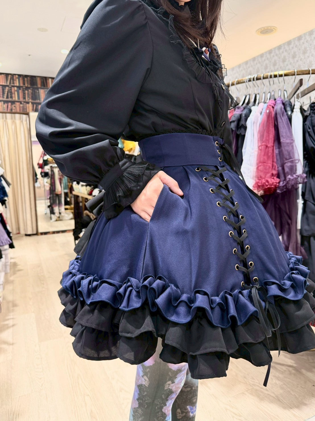【ATELIER PIERROT] Jupe à lacets AdenophoraWhite/Nouvelle couleurBordeaux/Purple×Black/Nouvelle couleurNavy/Black×White/Black