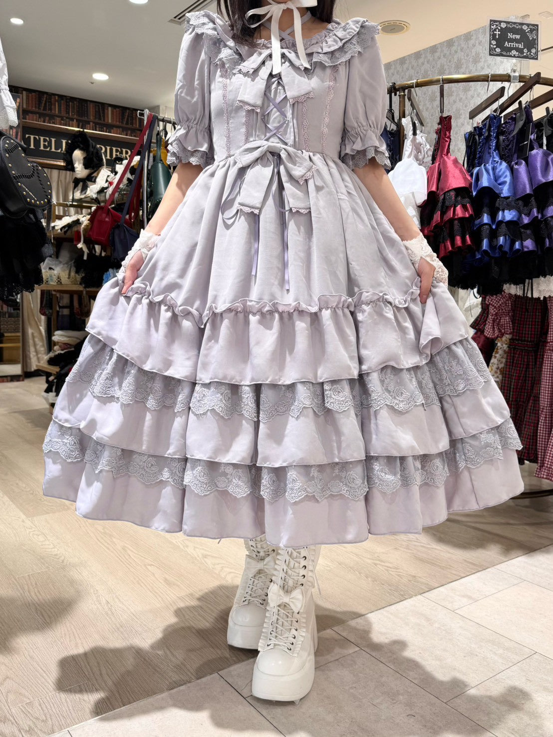 【ATELIER PIERROT】　Aveline Mimore Dress　ホワイト/ラベンダー/ネイビー/ブラック★ダブルポイントフェア対象商品6月14日(日)まで★