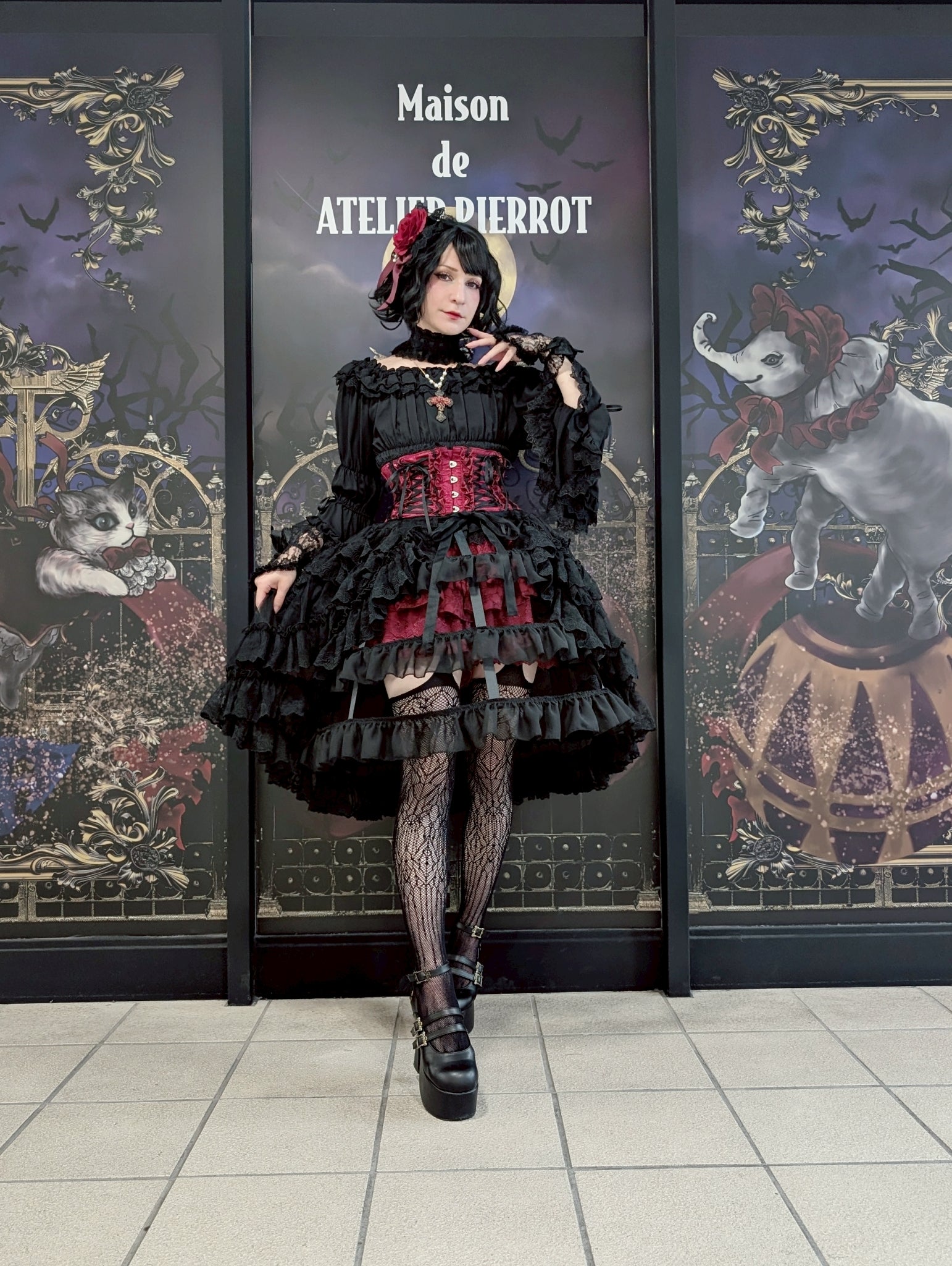 【Vallée lys】ヴァレリス　★ご予約受付中★ Mirage Veil Overskirt　ホワイト/ブラック