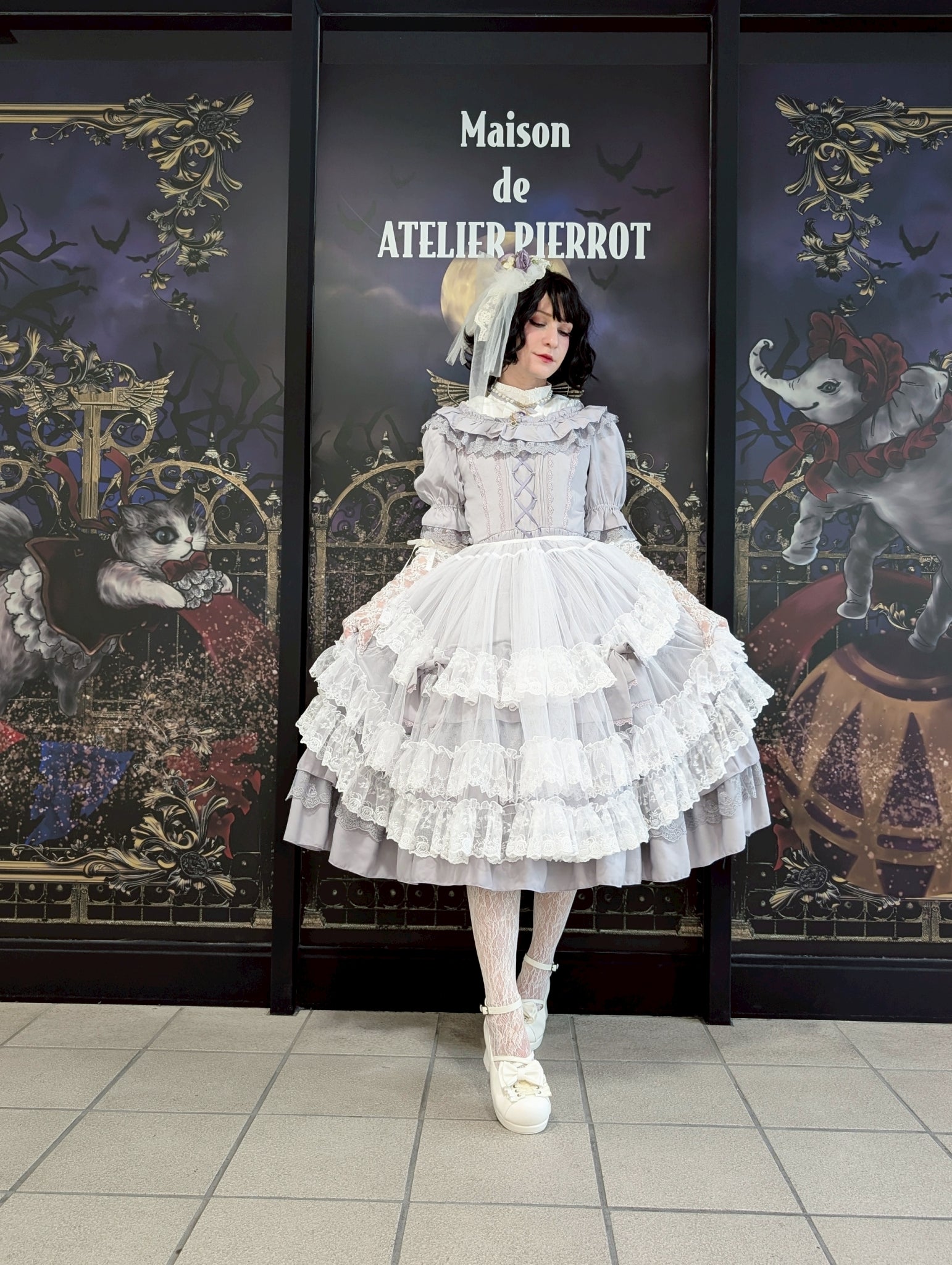 【Vallée lys】ヴァレリス　★ご予約受付中★ Mirage Veil Overskirt　ホワイト/ブラック