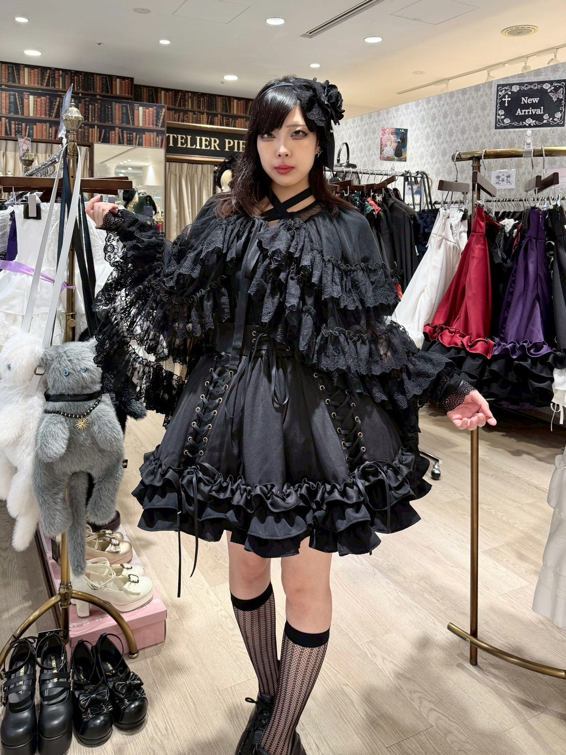 【ATELIER PIERROT] Jupe à lacets AdenophoraWhite/Nouvelle couleurBordeaux/Purple×Black/Nouvelle couleurNavy/Black×White/Black