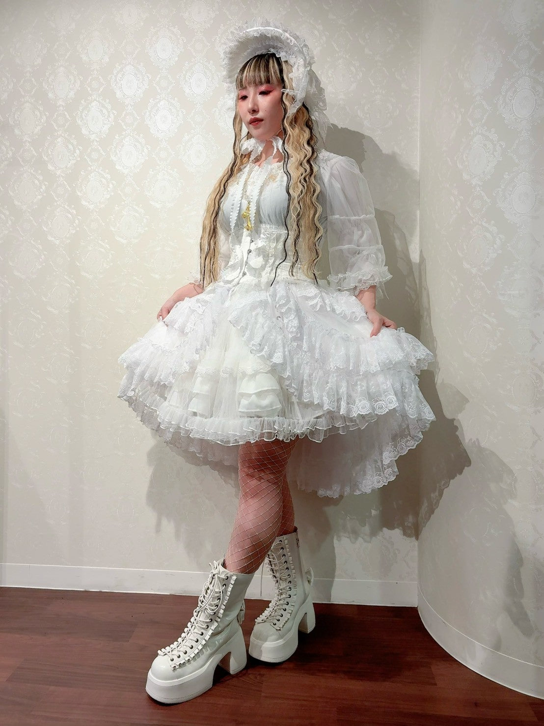 【Vallée lys】ヴァレリス　★ご予約受付中★ Mirage Veil Overskirt　ホワイト/ブラック