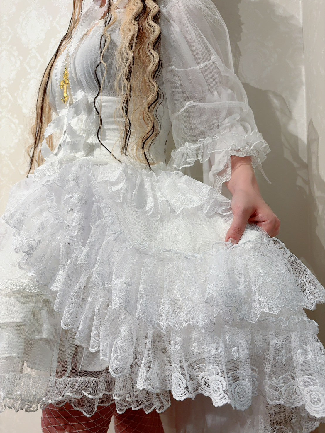 【Vallée lys】ヴァレリス　★ご予約受付中★ Mirage Veil Overskirt　ホワイト/ブラック