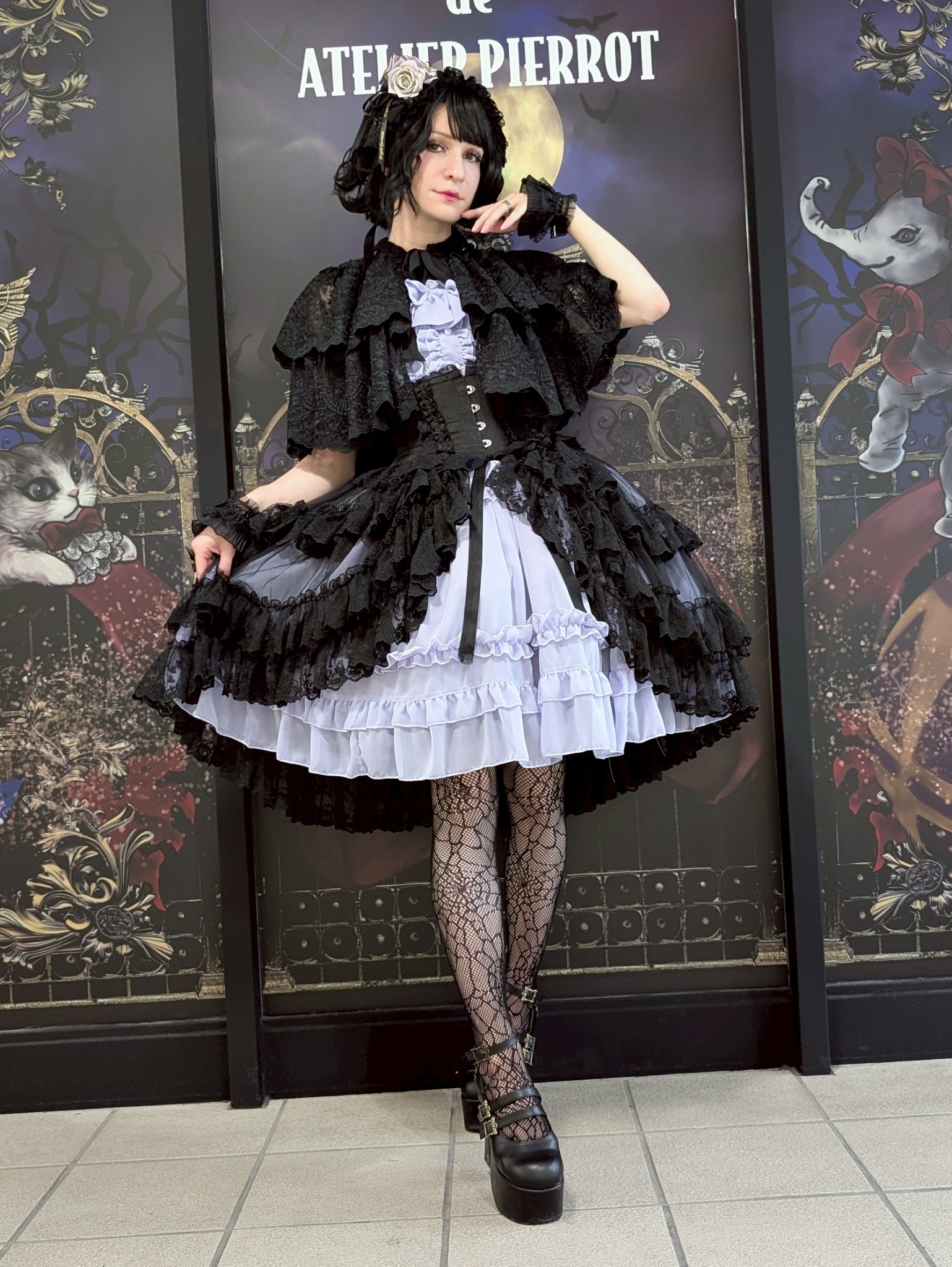 【Vallée lys】ヴァレリス　★ご予約受付中★ Mirage Veil Overskirt　ホワイト/ブラック