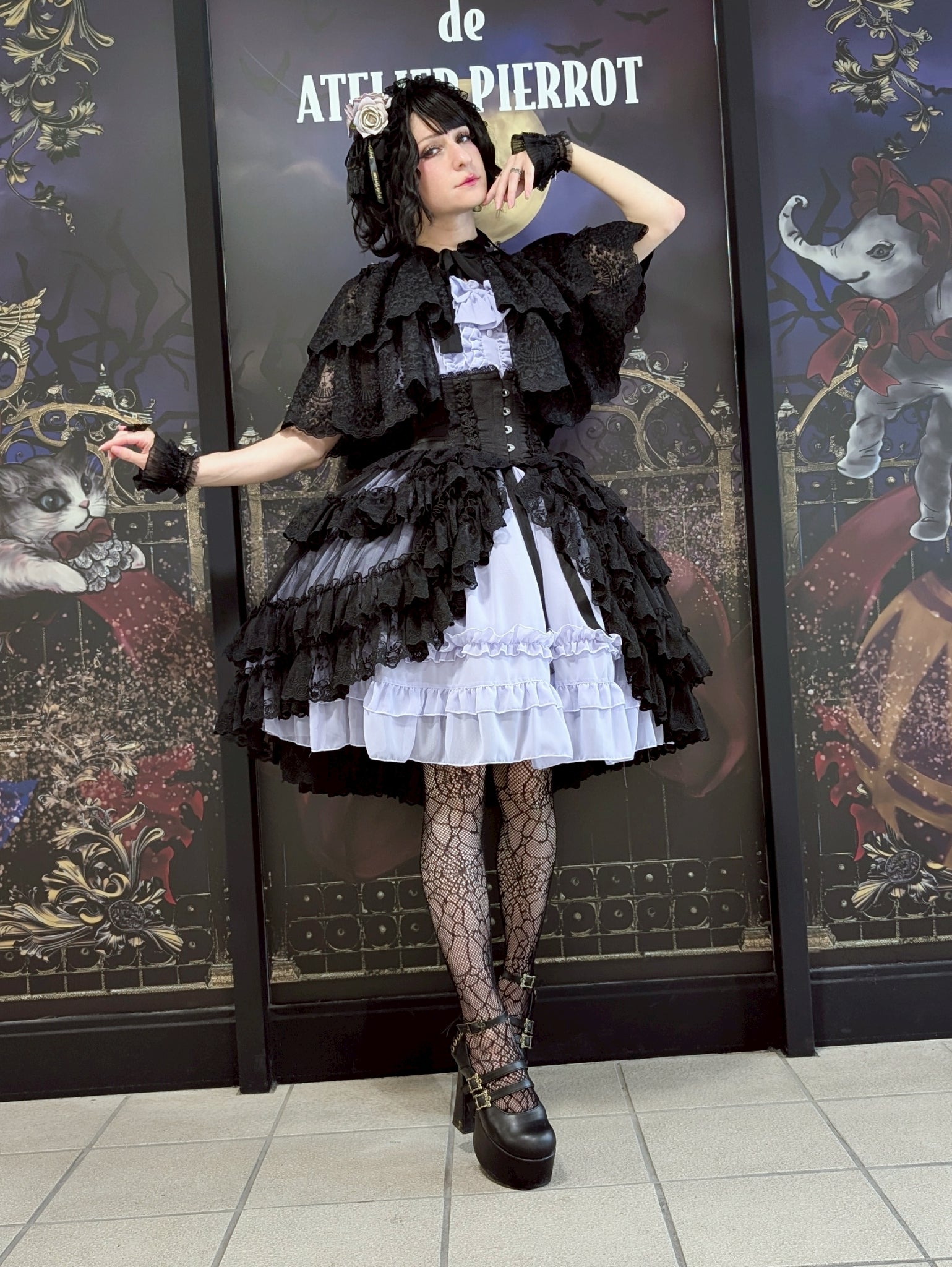 【Vallée lys】ヴァレリス　★ご予約受付中★ Mirage Veil Overskirt　ホワイト/ブラック