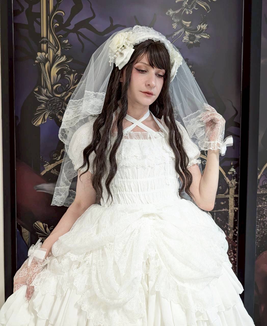 【Vallée lys】ヴァレリス　Mellow Melody Dress　ホワイト/ボルドー×ブラック/ネイビー×ブラック/パープル×ブラック/ブラック×ホワイト/ブラック