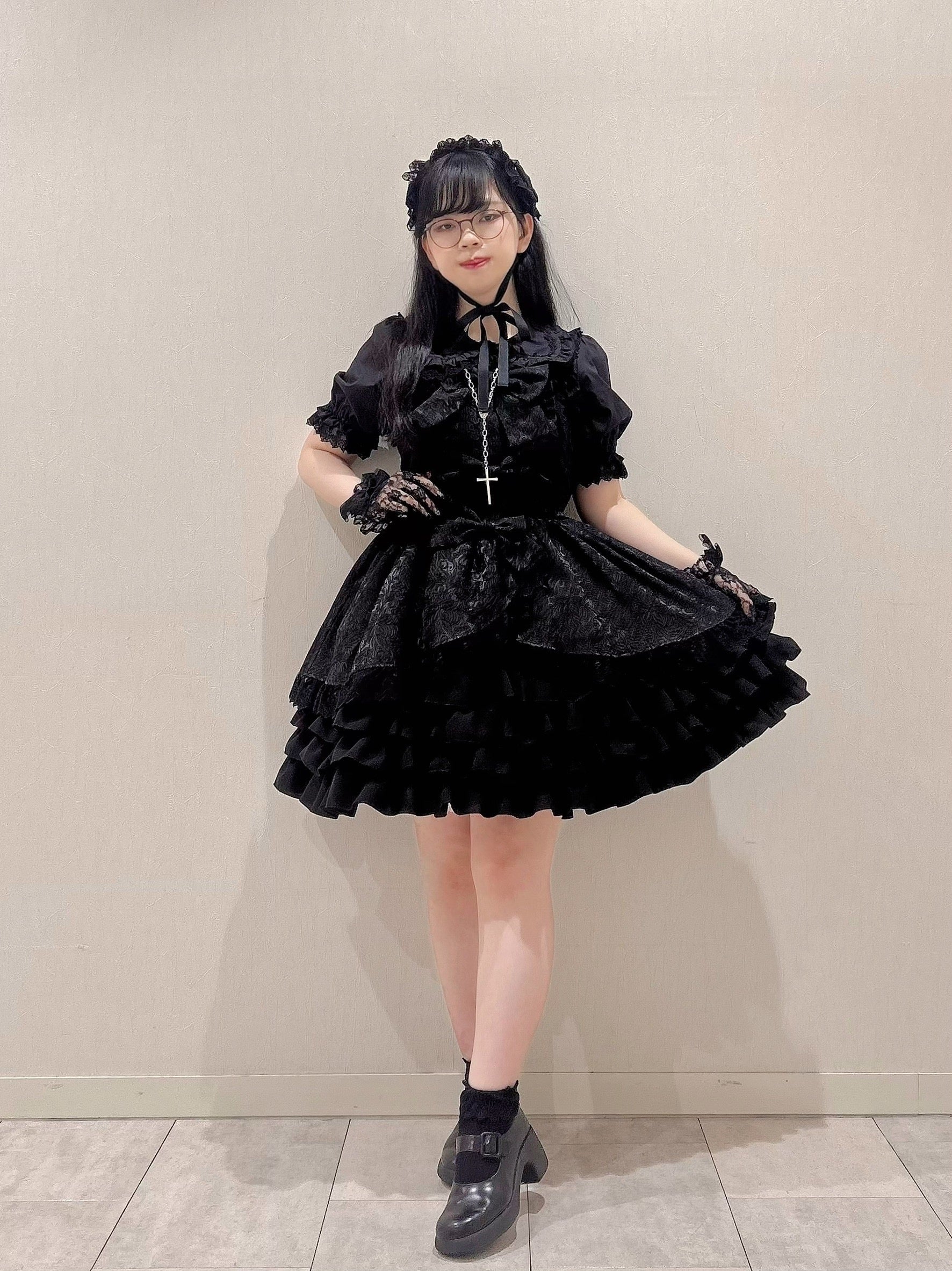 【ATELIER PIERROT】 "Royal Frill Ribbon Jumper Skirt"White/Pink/Bordeaux/Black