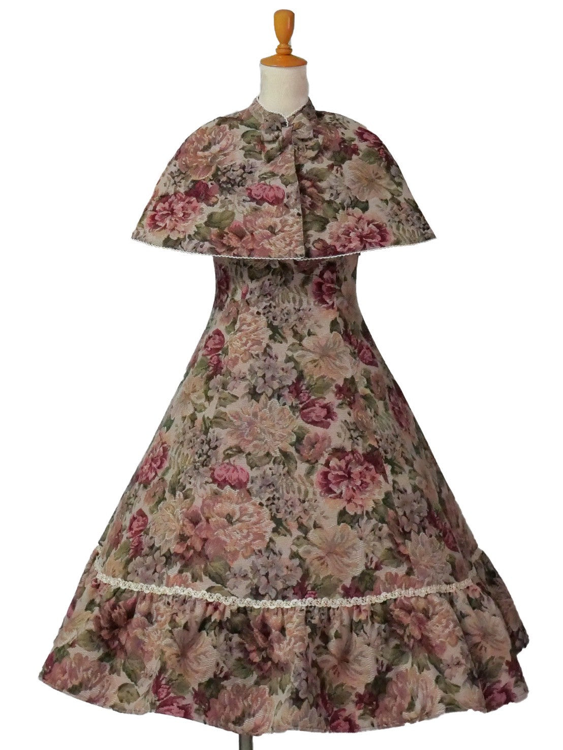 [Victorian Jungfrau] Victorian Jungfrau Rose Gobelante Tapestry Cape ärmelless Kleid Bordeaux/Beige  ★Bestellzeit bis zum 24. März★