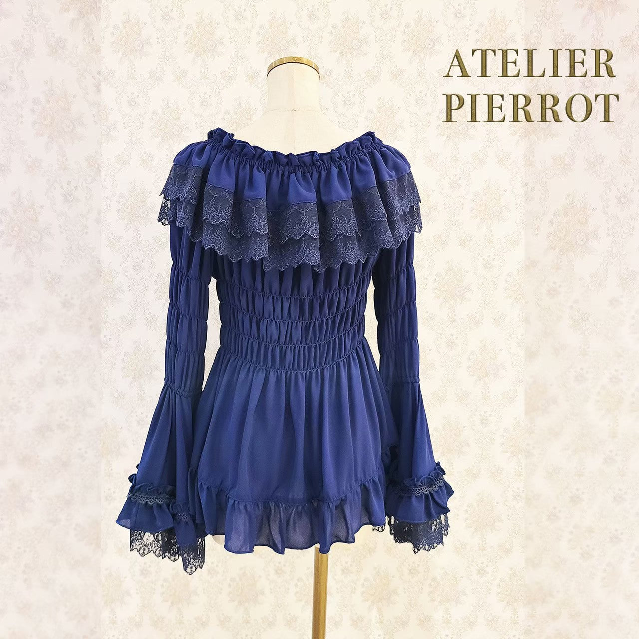 [Atelier Pierrot] Shirring Princess Sleeve襯衫W hite/New ColorIvory/波爾多/海軍/紫色/黑色