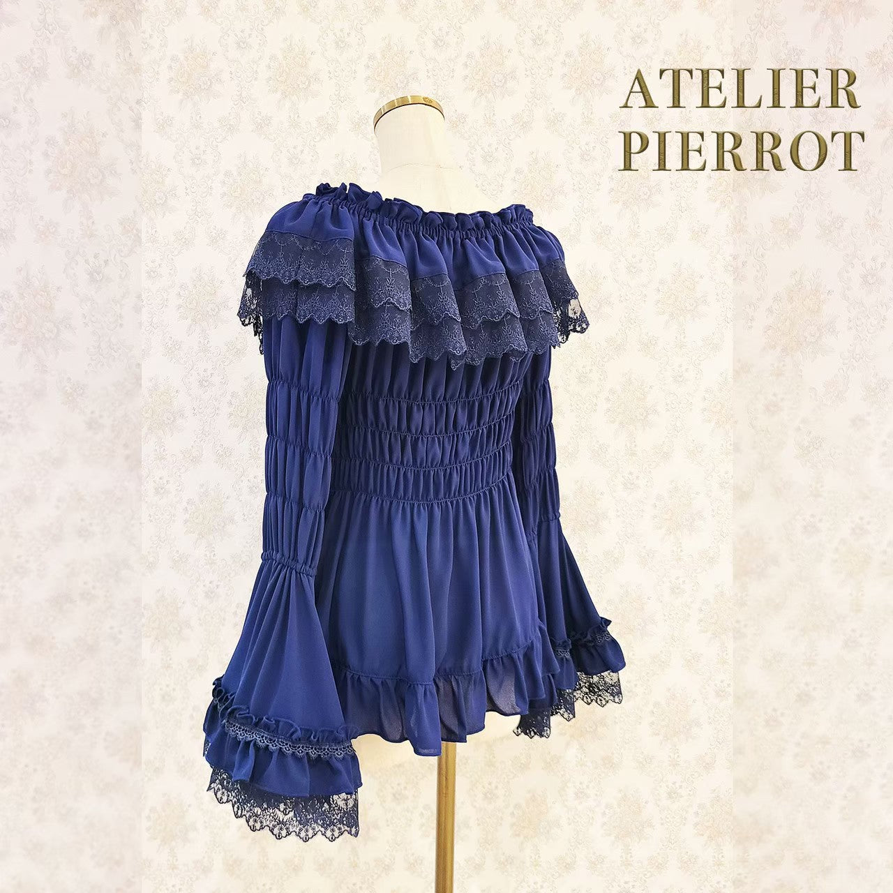 [Atelier Pierrot] Shirring Princess Sleeve襯衫W hite/New ColorIvory/波爾多/海軍/紫色/黑色