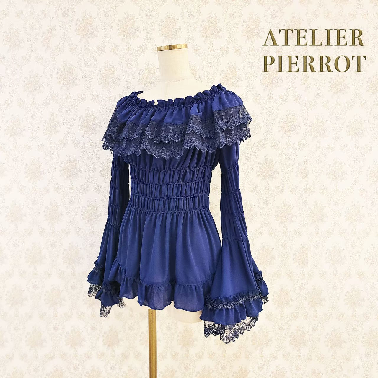 [Atelier Pierrot] Shirring Princess Sleeve襯衫W hite/New ColorIvory/波爾多/海軍/紫色/黑色