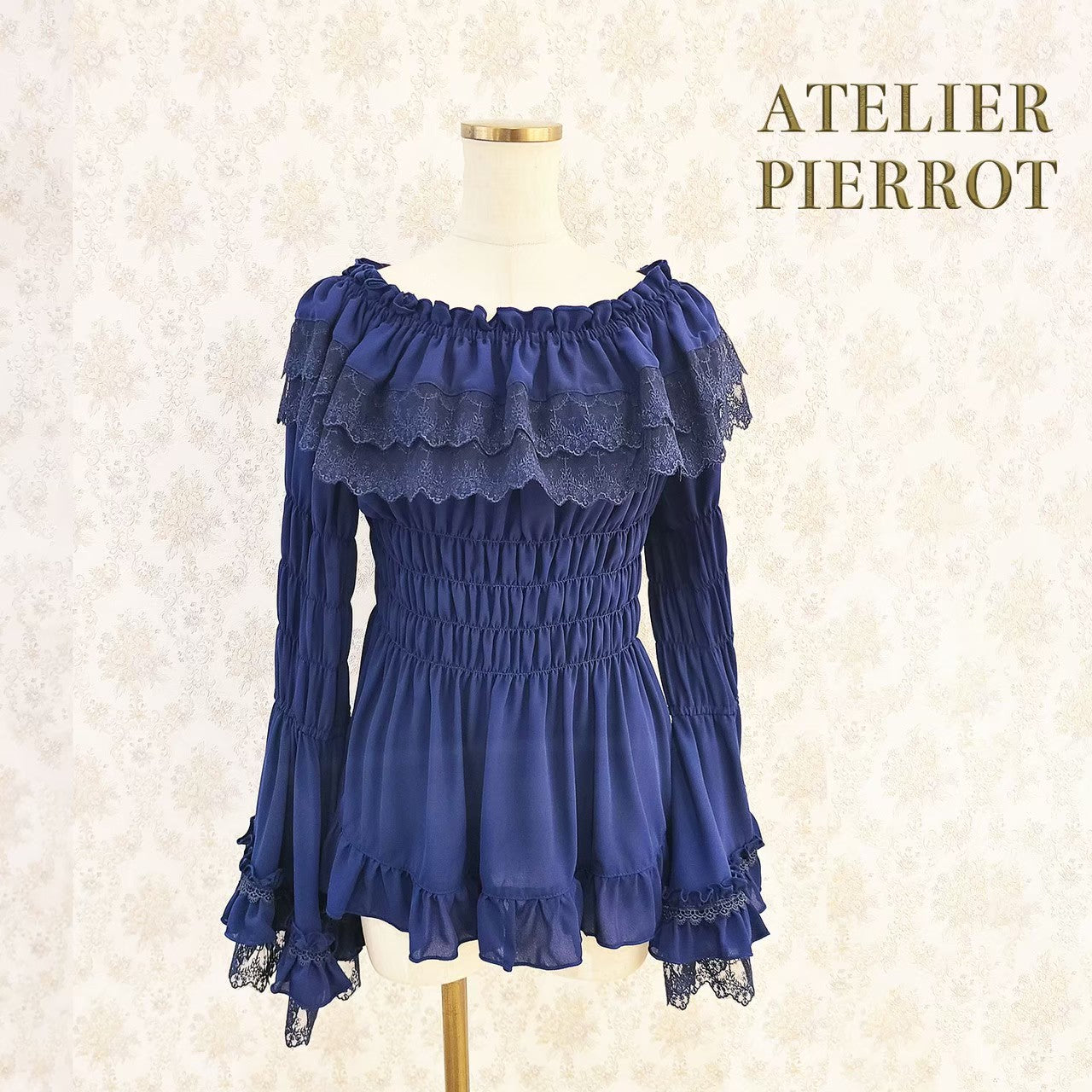 [Atelier Pierrot] Shirring Princess Sleeve襯衫W hite/New ColorIvory/波爾多/海軍/紫色/黑色