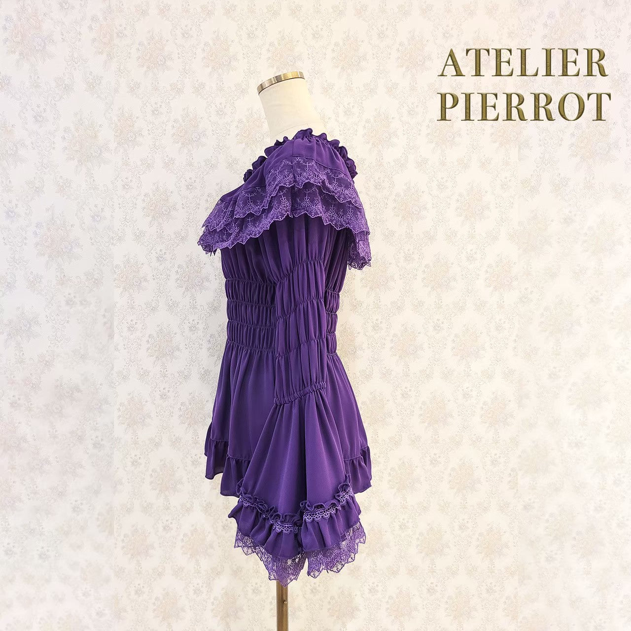 [Atelier Pierrot] Shirring Princess Sleeve襯衫W hite/New ColorIvory/波爾多/海軍/紫色/黑色