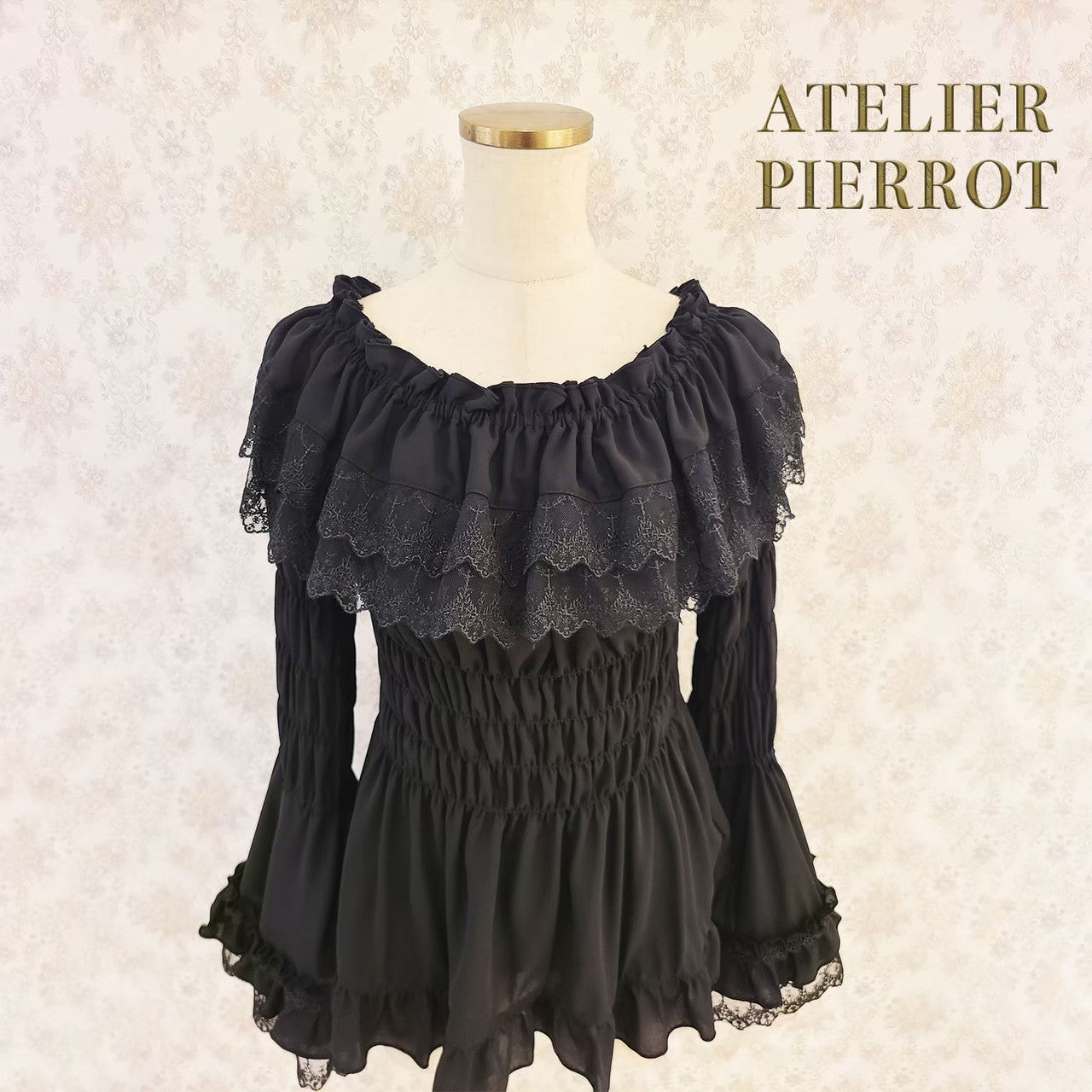 [Atelier Pierrot] Shirring Princess Sleeve襯衫W hite/New ColorIvory/波爾多/海軍/紫色/黑色