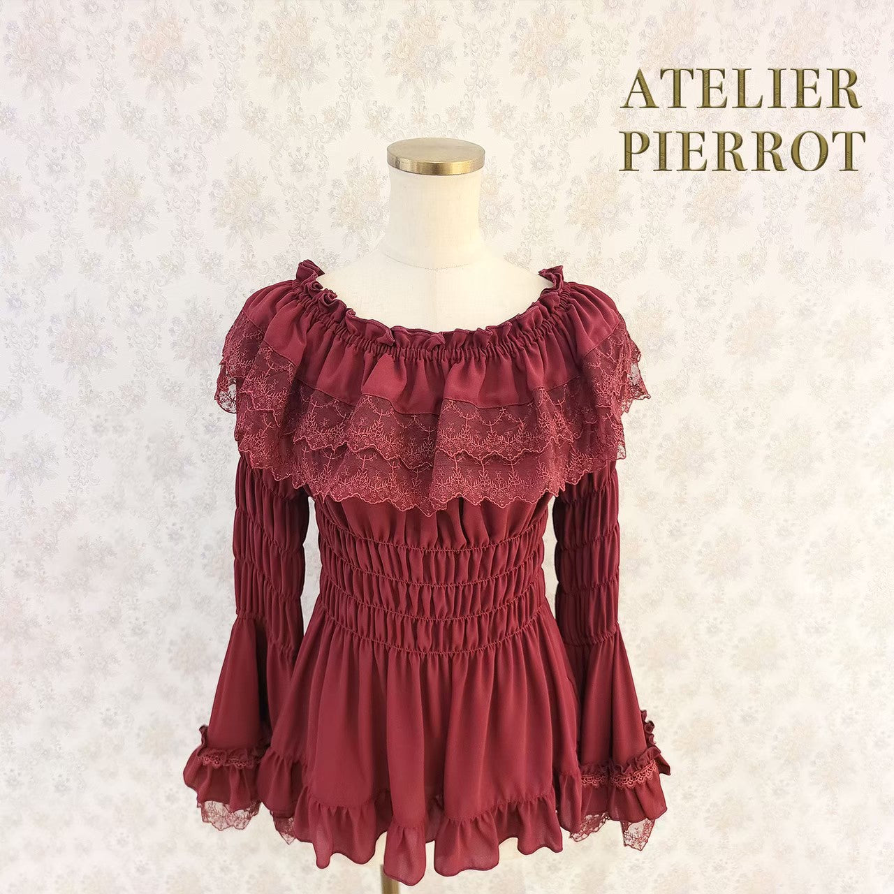 [Atelier Pierrot] Shirring Princess Sleeve襯衫W hite/New ColorIvory/波爾多/海軍/紫色/黑色