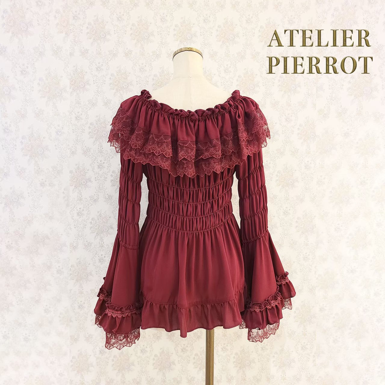 [Atelier Pierrot] Shirring Princess Sleeve襯衫W hite/New ColorIvory/波爾多/海軍/紫色/黑色