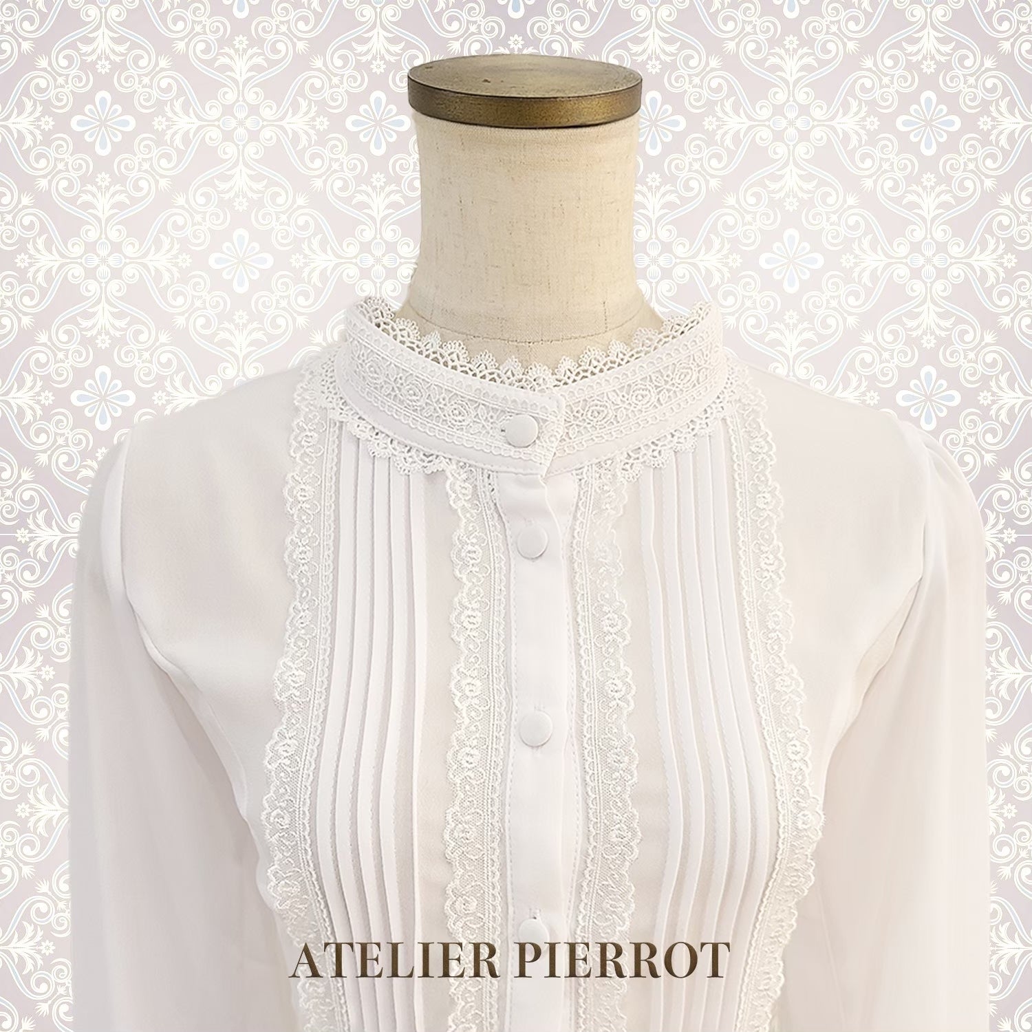 【ATELIER PIERROT】　Calmato Blouse （シフォン/chiffon）　白/ボルドー/ネイビー/黒